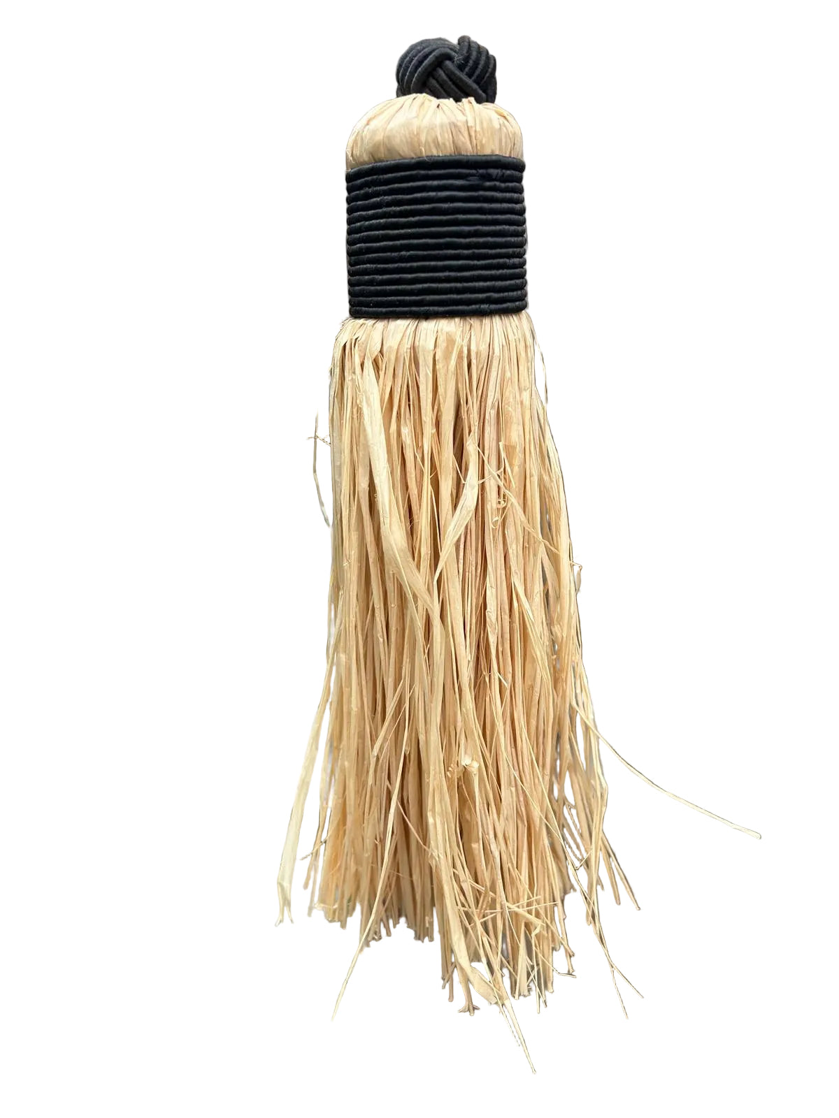 Lot de 2 pompons en raphia fil noir — décoration artisanale marocaine fait main