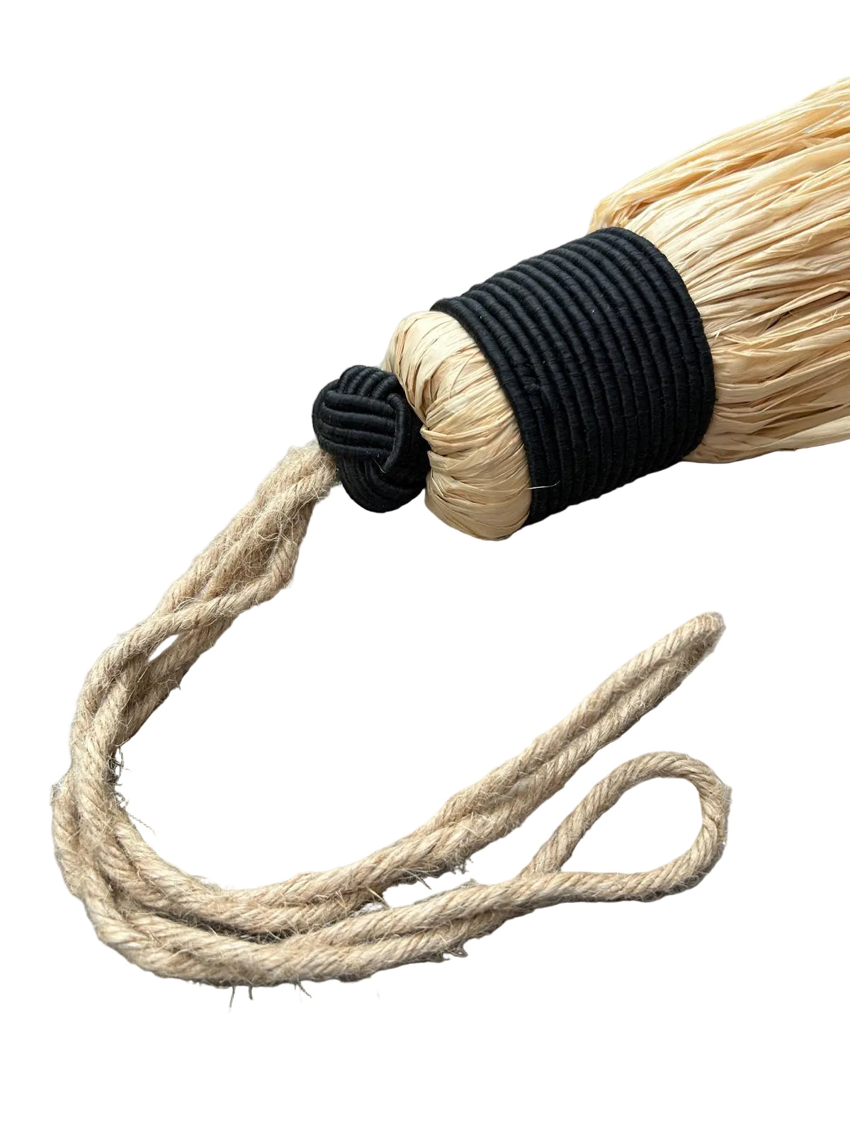 Lot de 2 pompons en raphia fil noir — décoration artisanale marocaine fait main