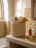Panier de Rangement Tressé en Feuille de Palmier 