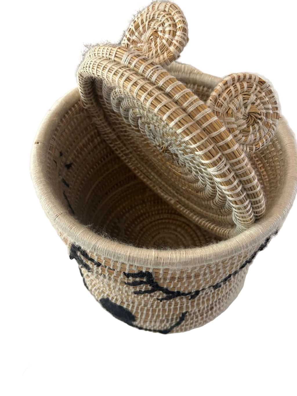 Panier ourson tressé avec couvercle — décoration artisanale marocaine, fait main au Maroc