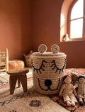 Panier ourson tressé avec couvercle — décoration artisanale marocaine, fait main au Maroc