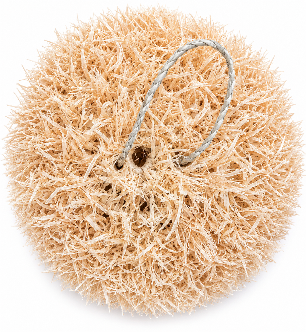 Suspension en raphia et fibres naturelles 45 cm — luminaire artisanal marocain, fait main au Maroc