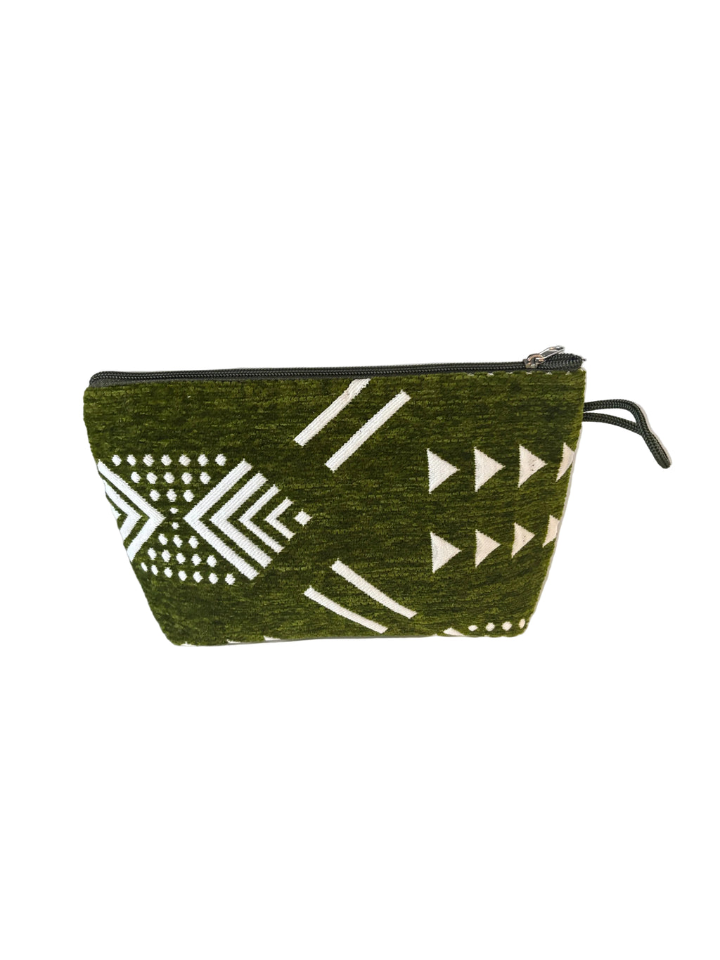 Pochette en velours vert, motifs berbères — artisanat marocain fait main