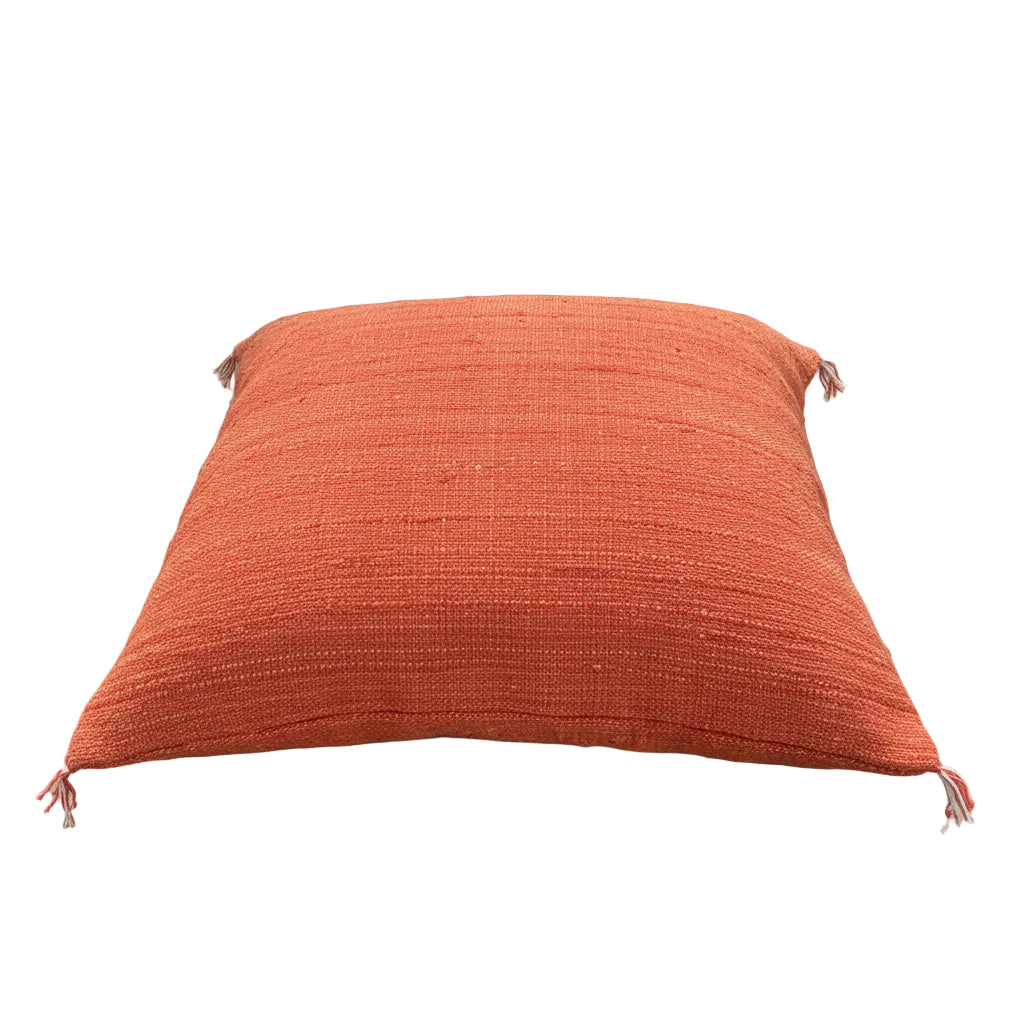 Housse de coussin Sabra rouge terracotta et blanc — soie de cactus artisanat marocain fait main
