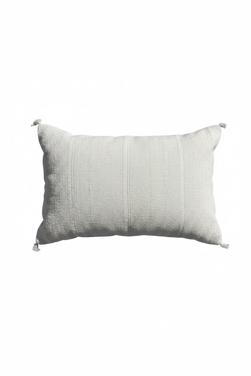 Housse de coussin Sabra blanc et gris perle — soie de cactus artisanat marocain fait main