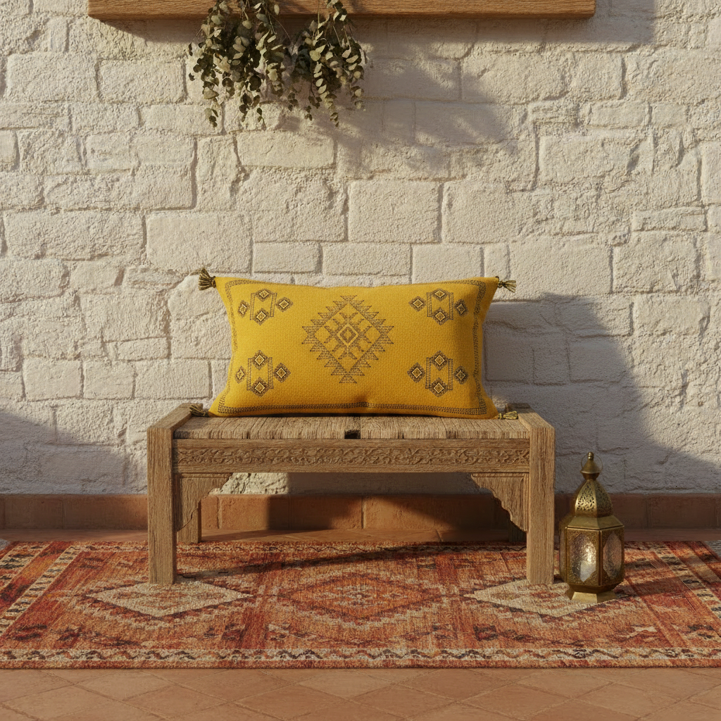 Housse de coussin Sabra pièce unique — soie de cactus artisanat marocain fait main