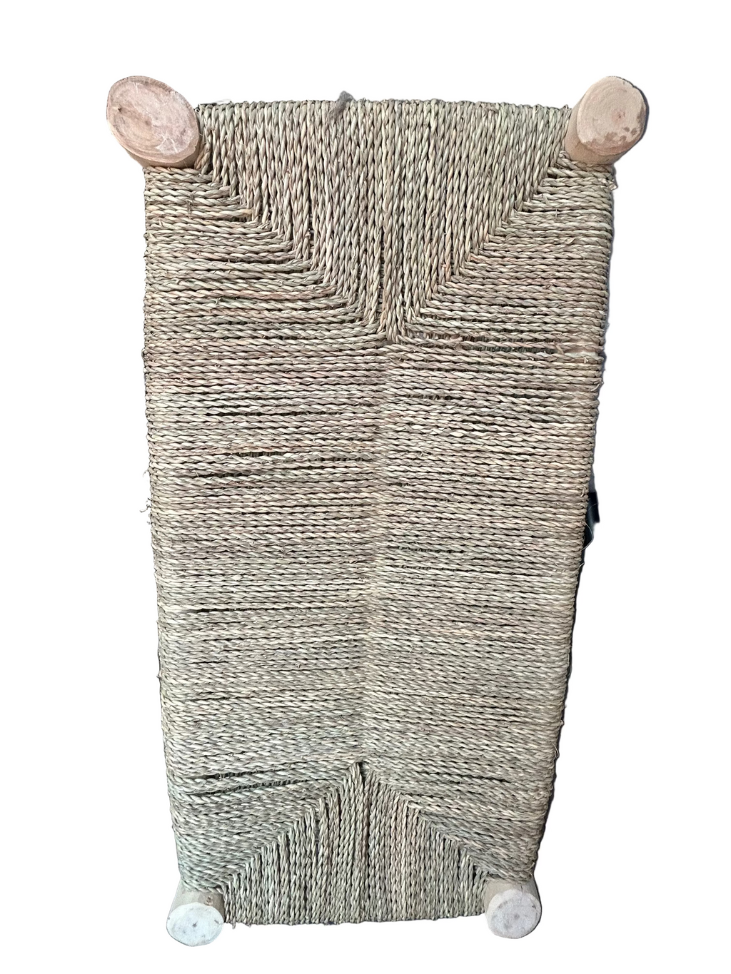 Banc en bois d'eucalyptus et doum tressé — mobilier artisanal marocain, fait main au Maroc