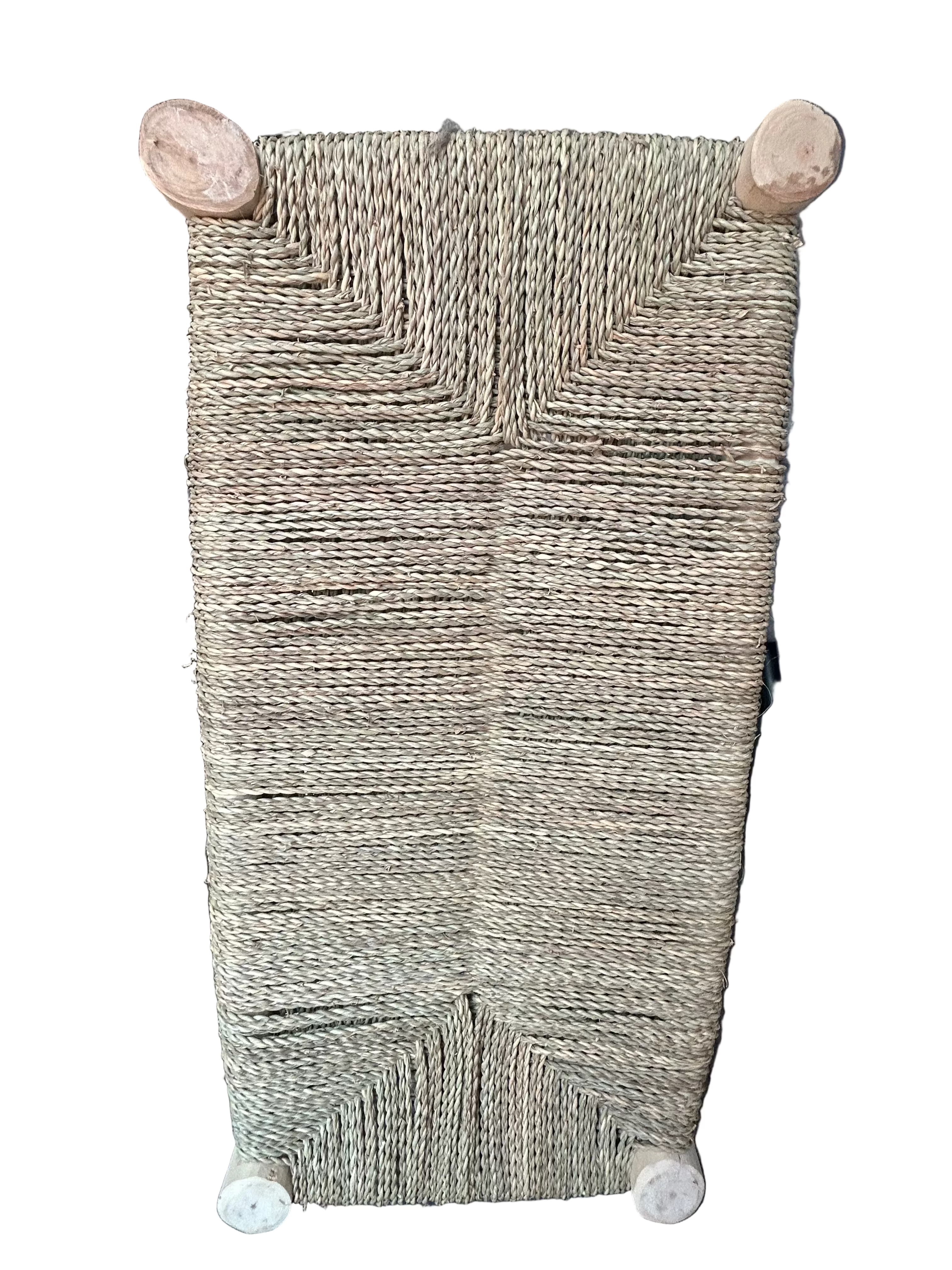 Banc en bois d'eucalyptus et doum tressé — mobilier artisanal marocain, fait main au Maroc