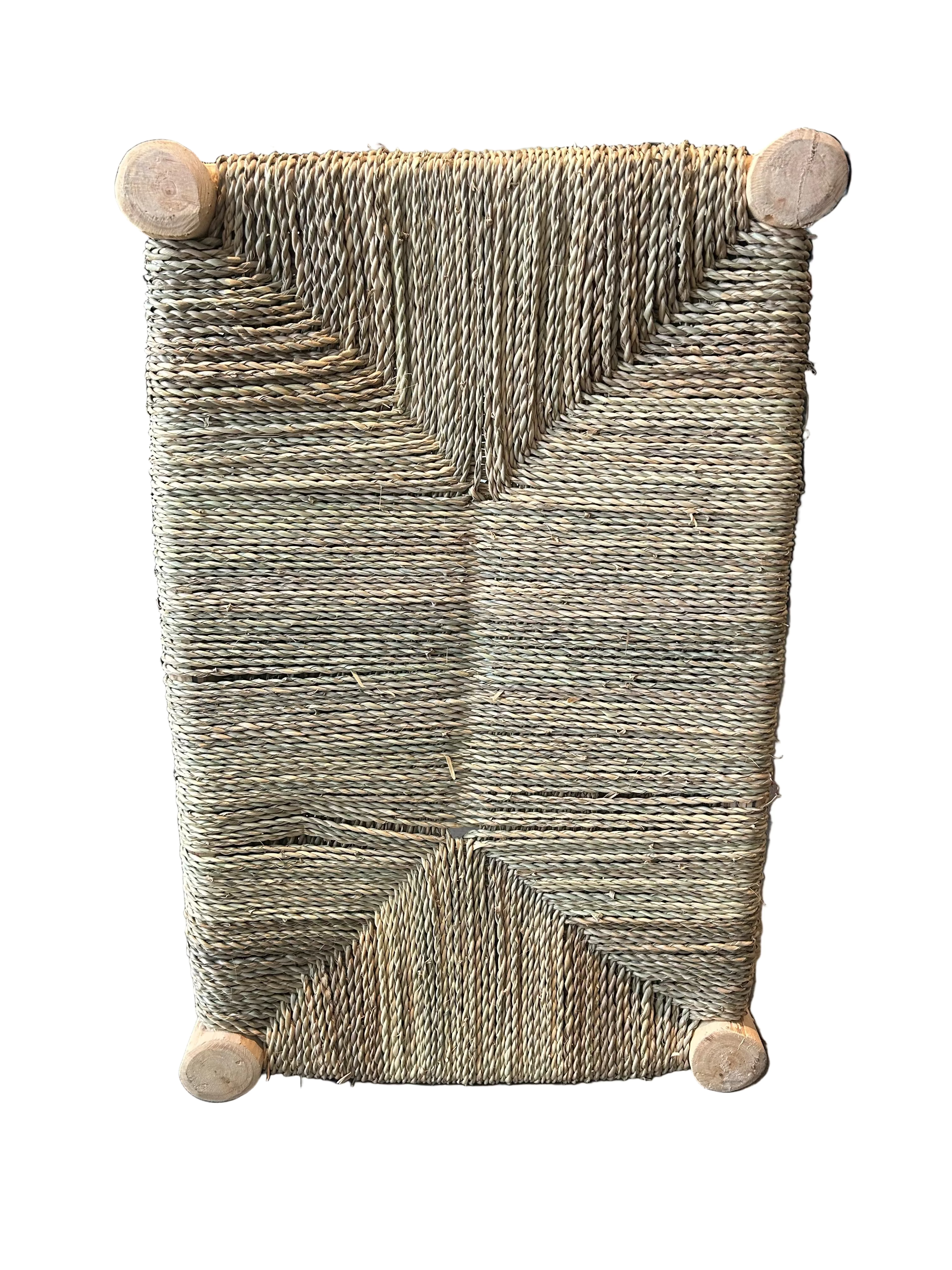 Banc en bois d'eucalyptus et doum tressé — mobilier artisanal marocain, fait main au Maroc