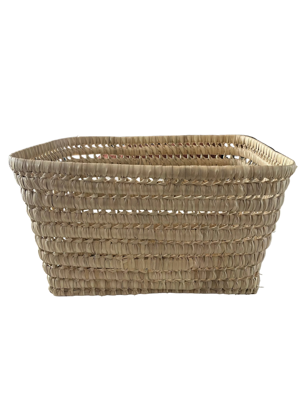 Grand panier de rangement tressé en fibre naturelle — fait main au Maroc