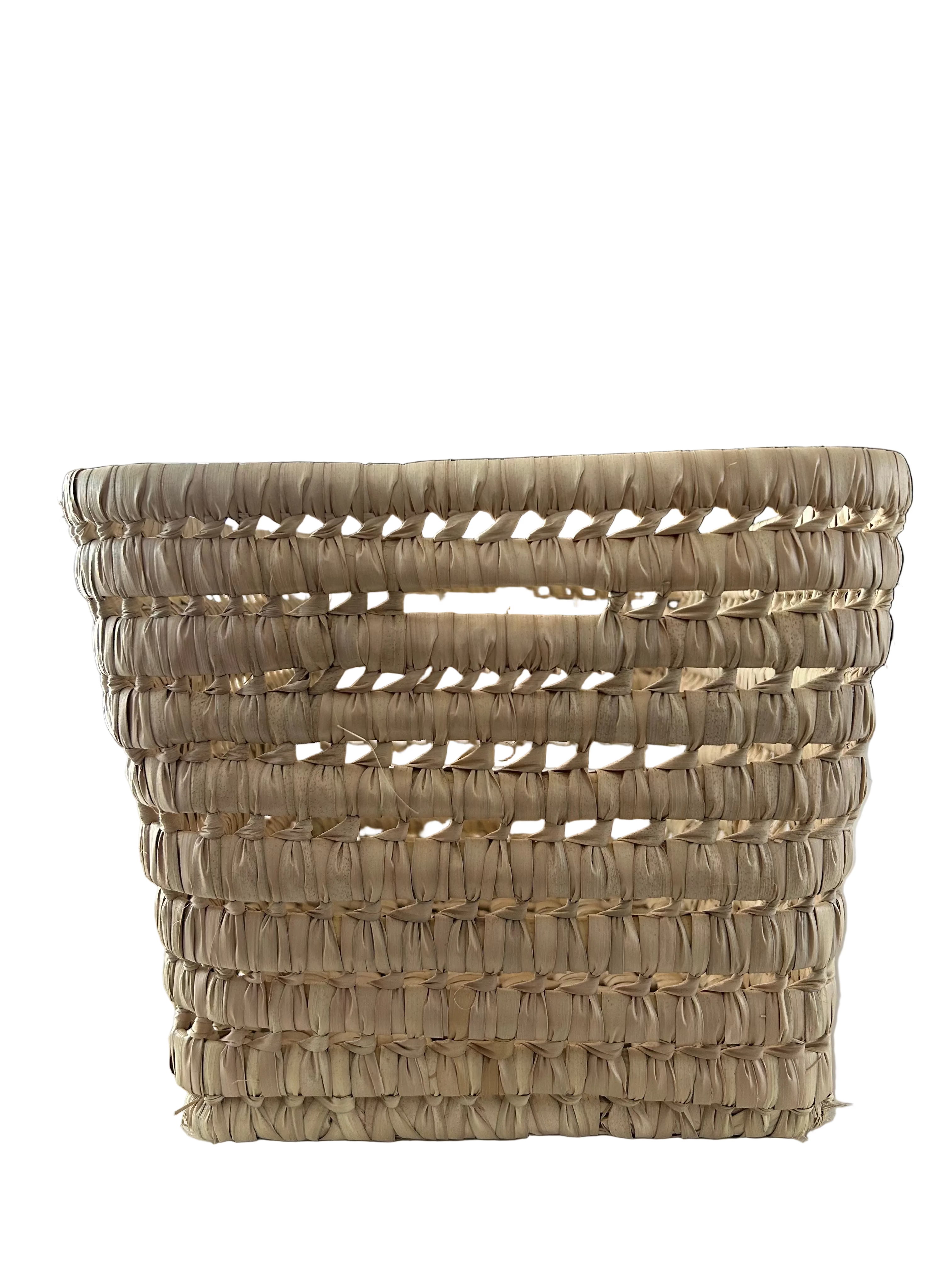 Grand panier de rangement tressé en fibre naturelle — fait main au Maroc