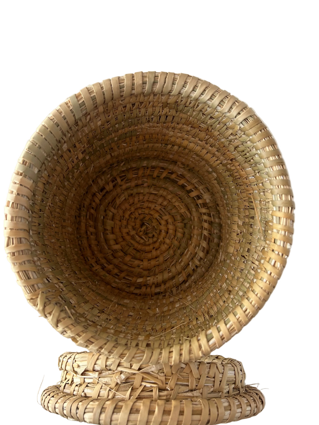 Panier marocain tressé avec couvercle en fibre naturelle — fait main au Maroc