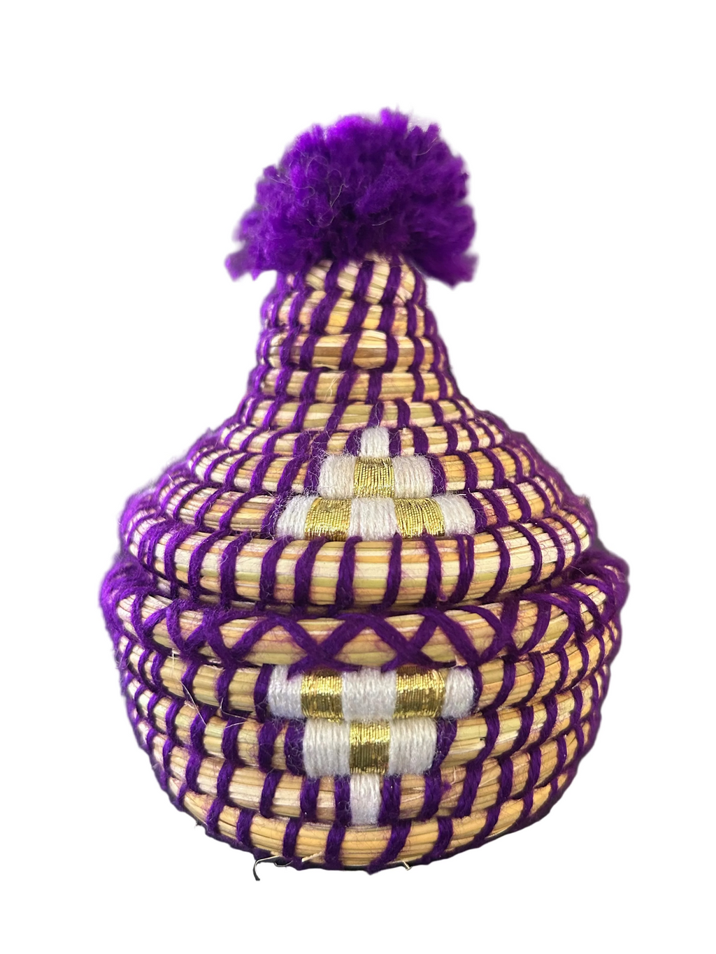 Panier berbère forme tajine – Pompon violet