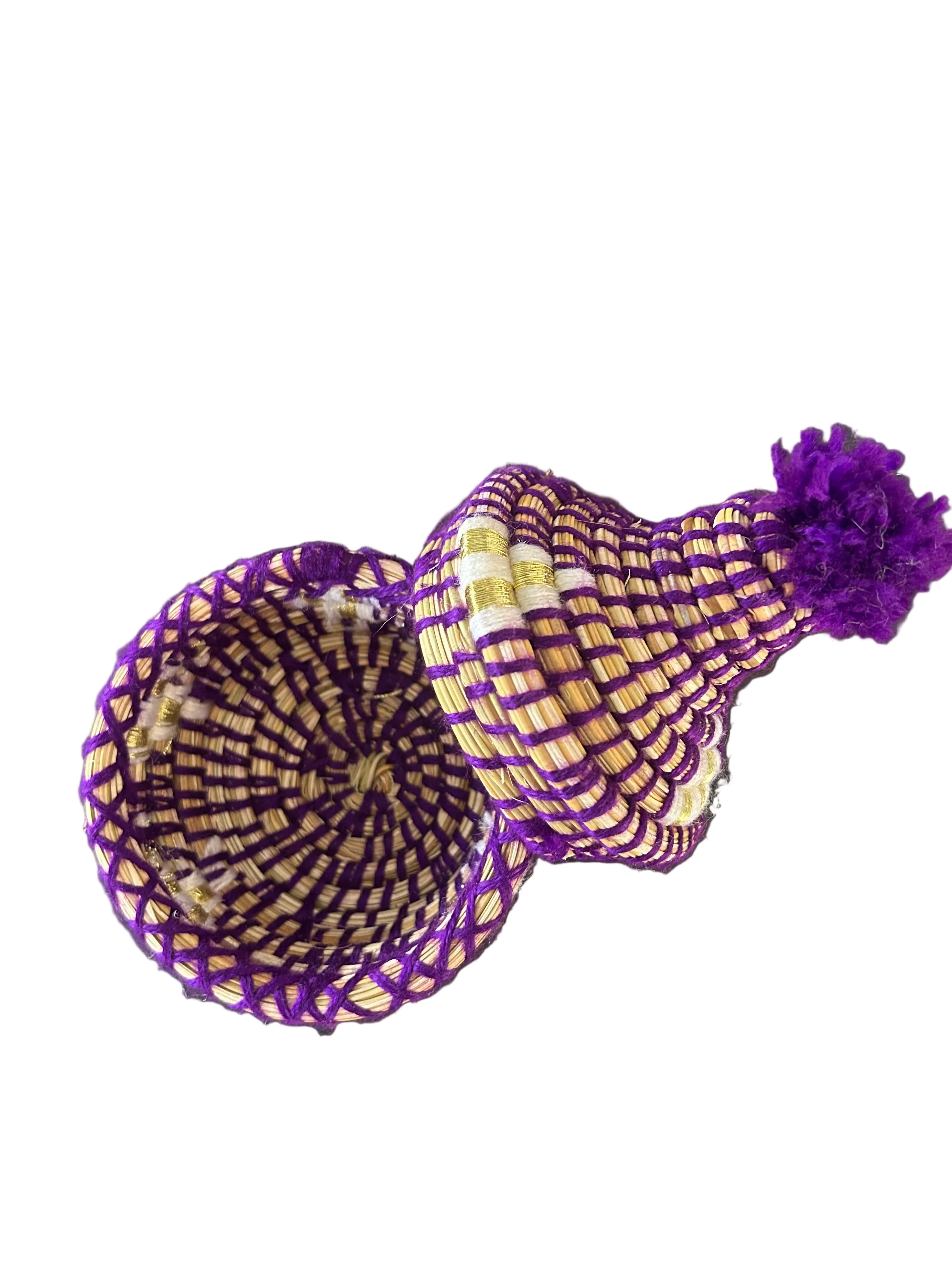 Panier berbère forme tajine – Pompon violet