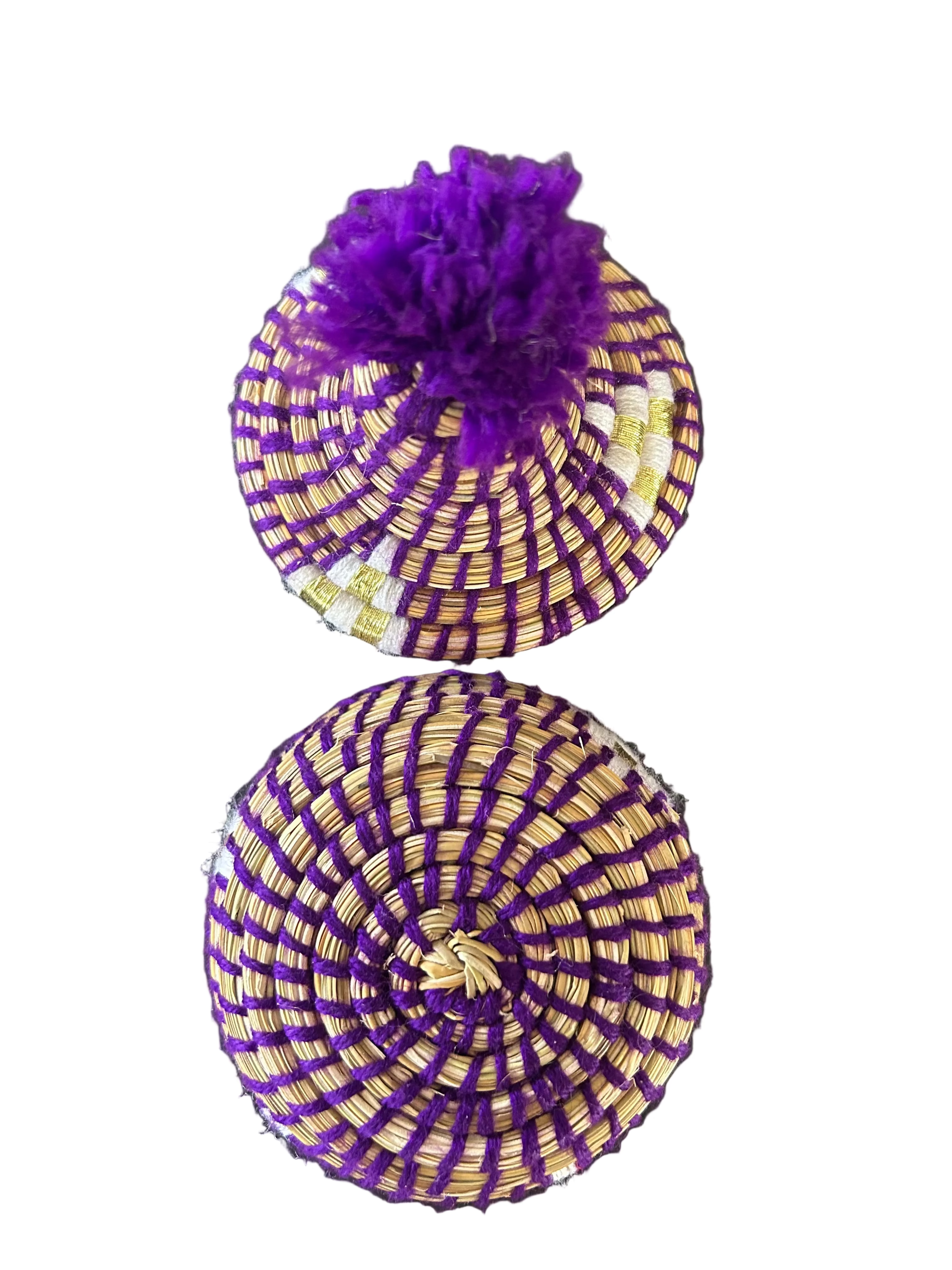 Panier berbère forme tajine – Pompon violet