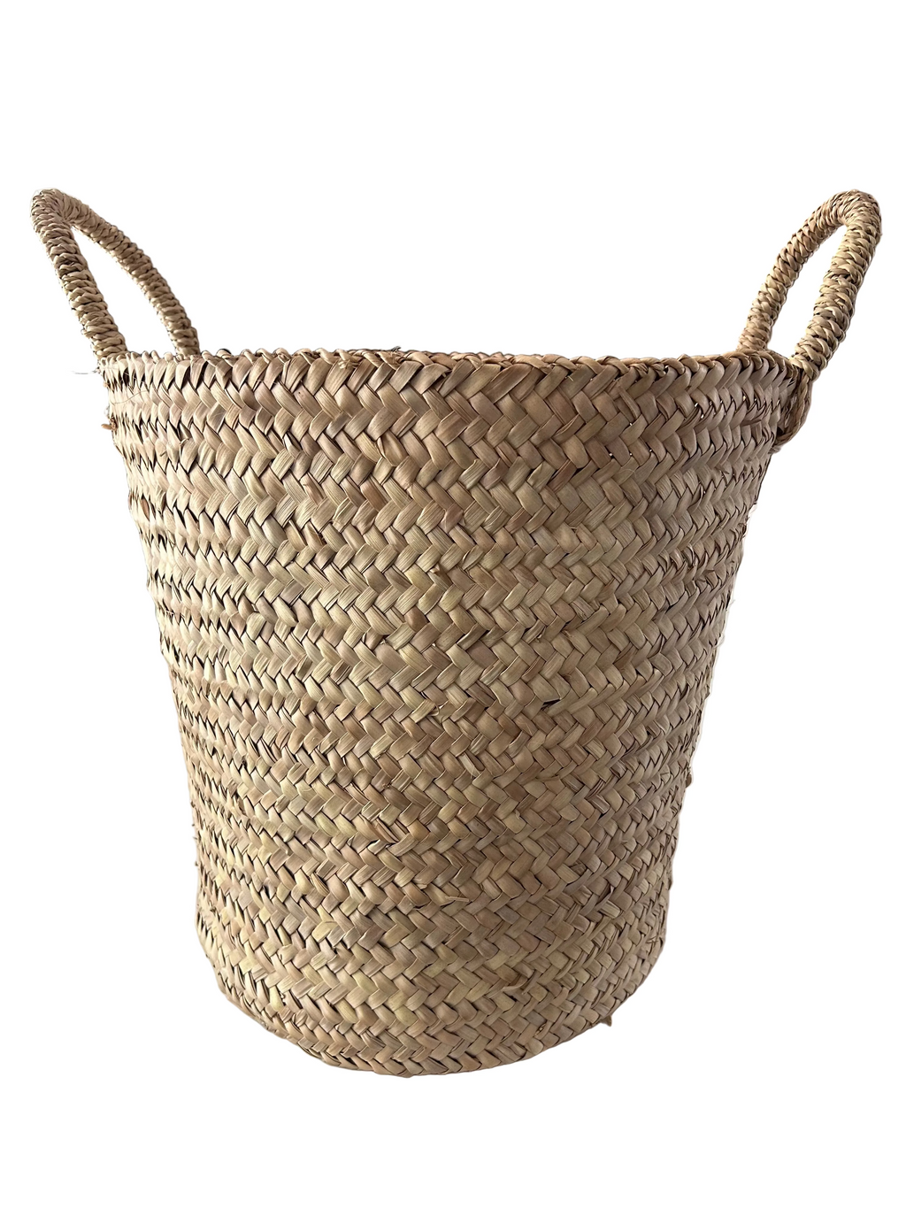 Panier de rangement marocain en feuille de palmier tressée — fait main au Maroc