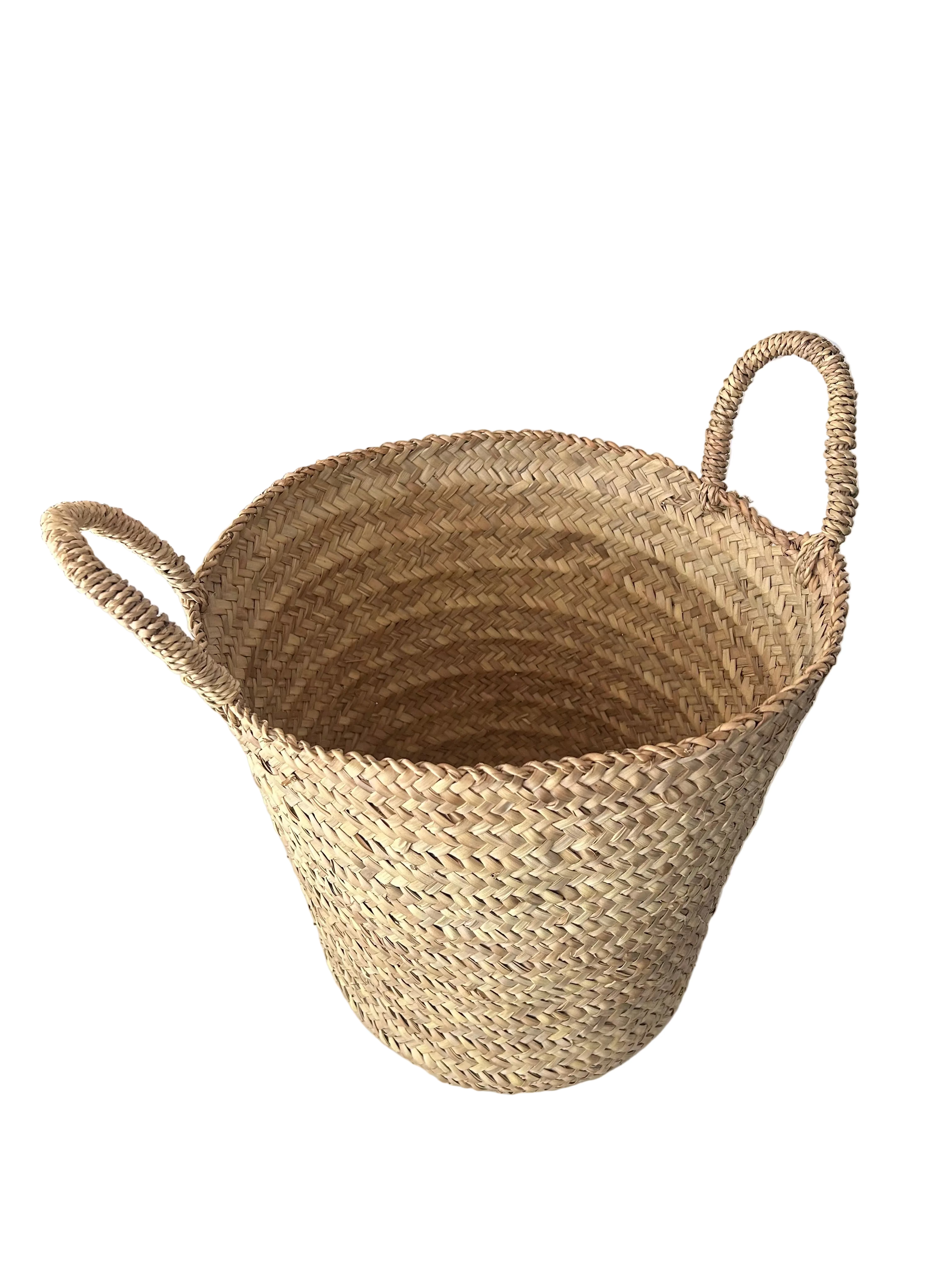 Panier de rangement marocain en feuille de palmier tressée — fait main au Maroc