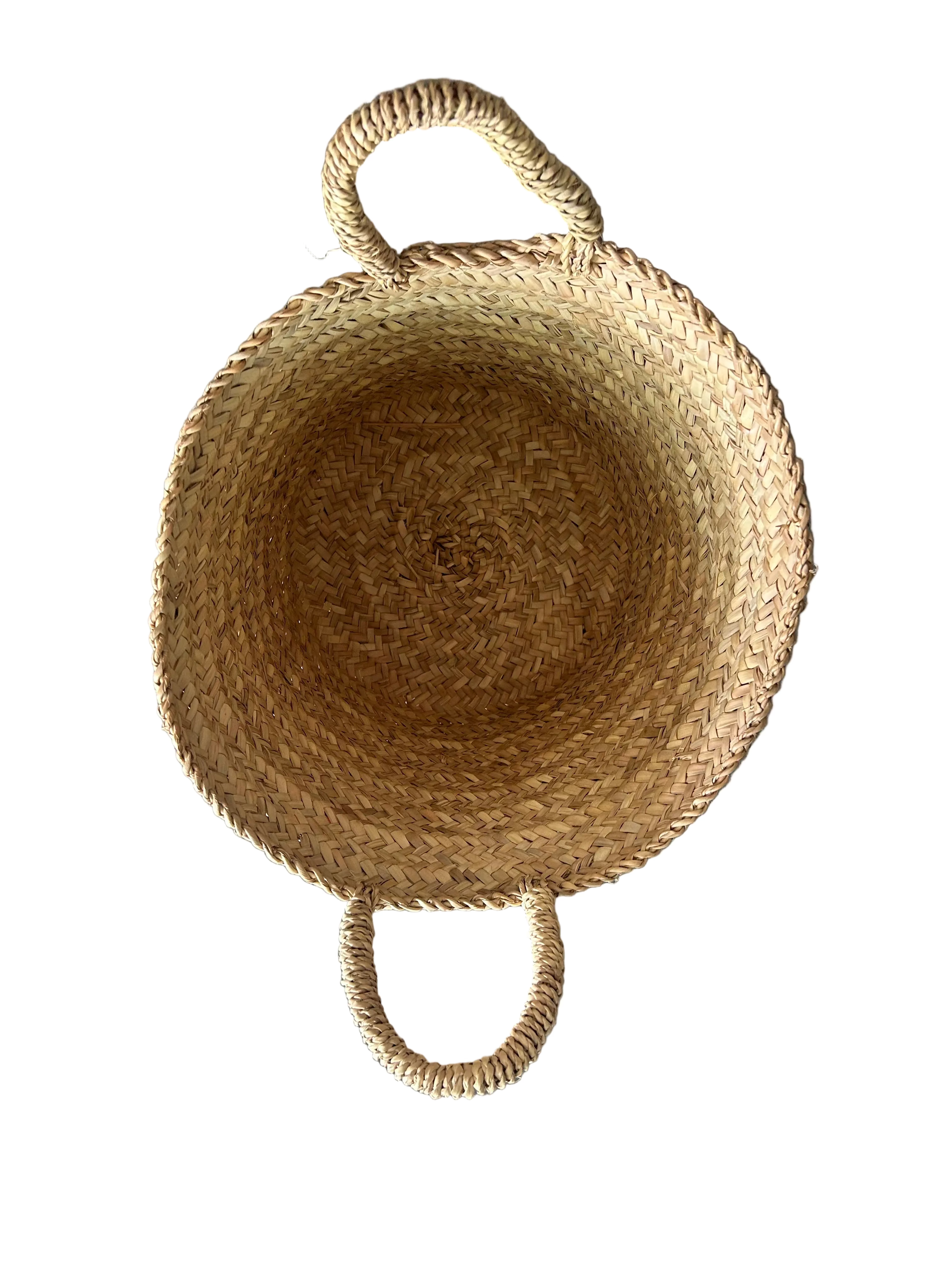 Panier de rangement marocain en feuille de palmier tressée — fait main au Maroc