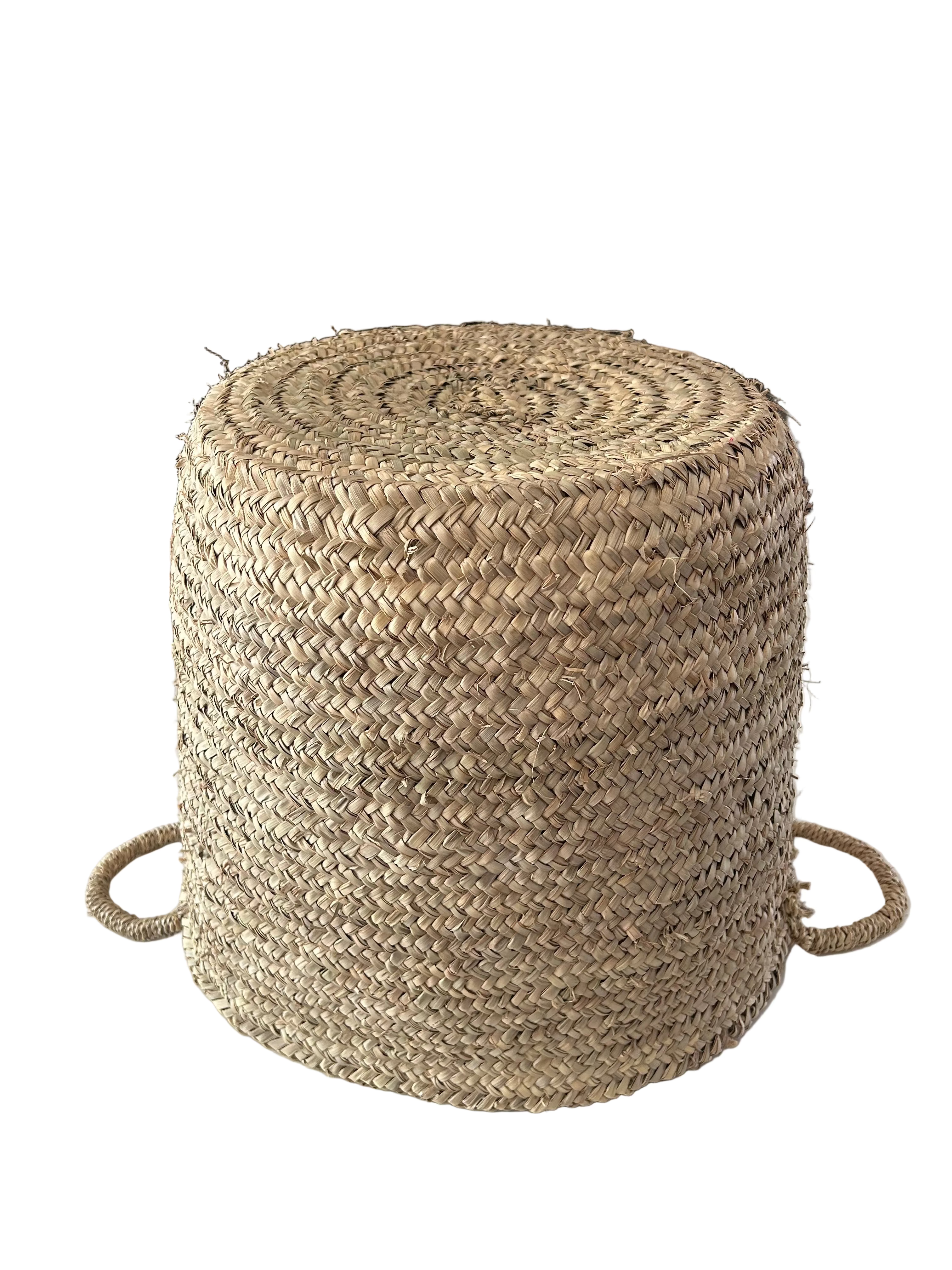Panier de rangement marocain en feuille de palmier tressée — fait main au Maroc
