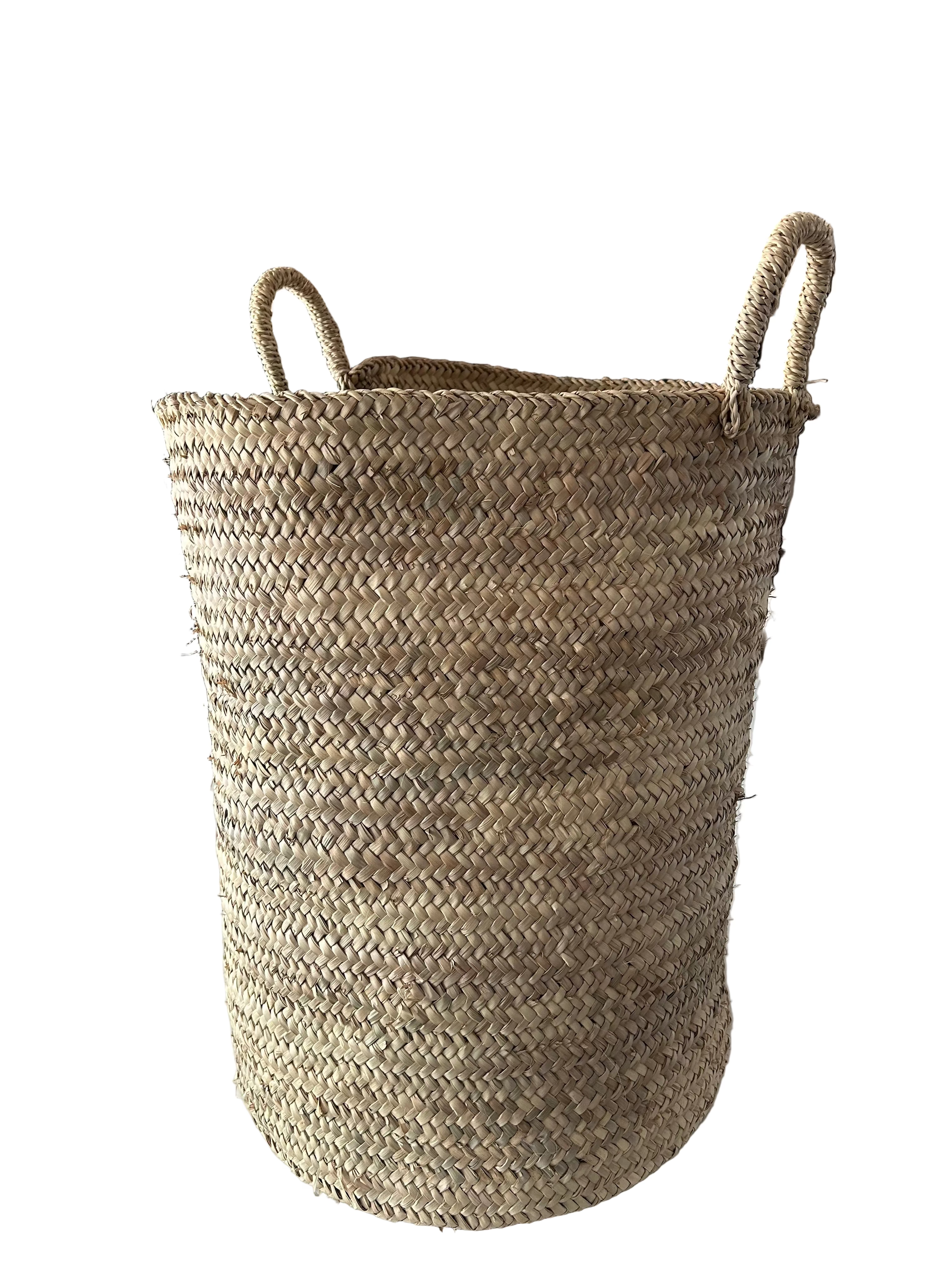 Panier de rangement marocain en feuille de palmier tressée — fait main au Maroc