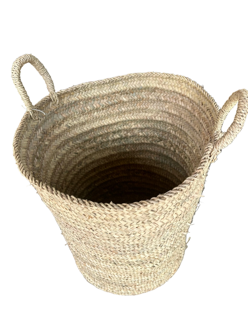 Panier de rangement marocain en feuille de palmier tressée — fait main au Maroc