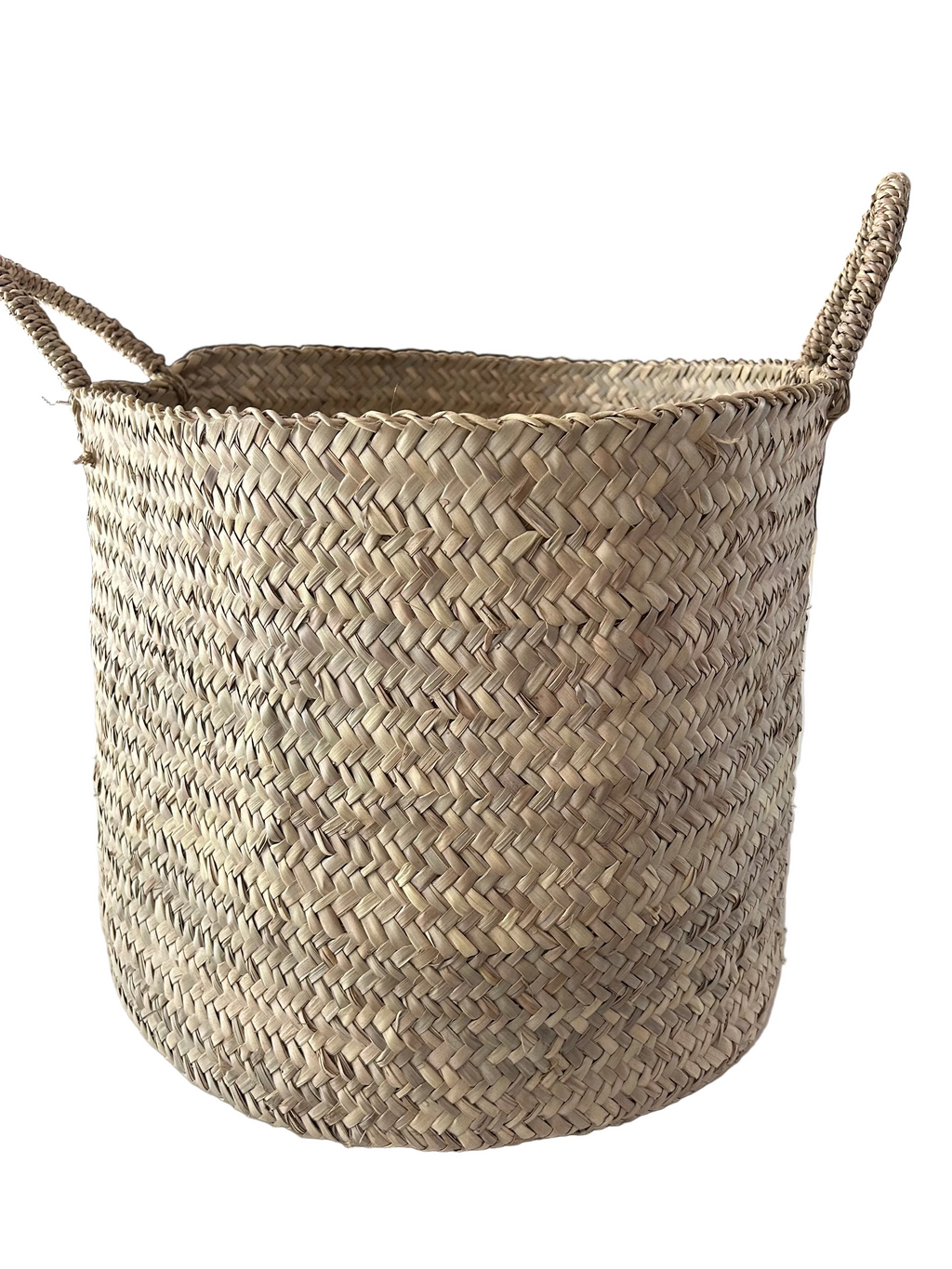 Panier de rangement marocain feuille de palmier motif chevron — fait main au Maroc