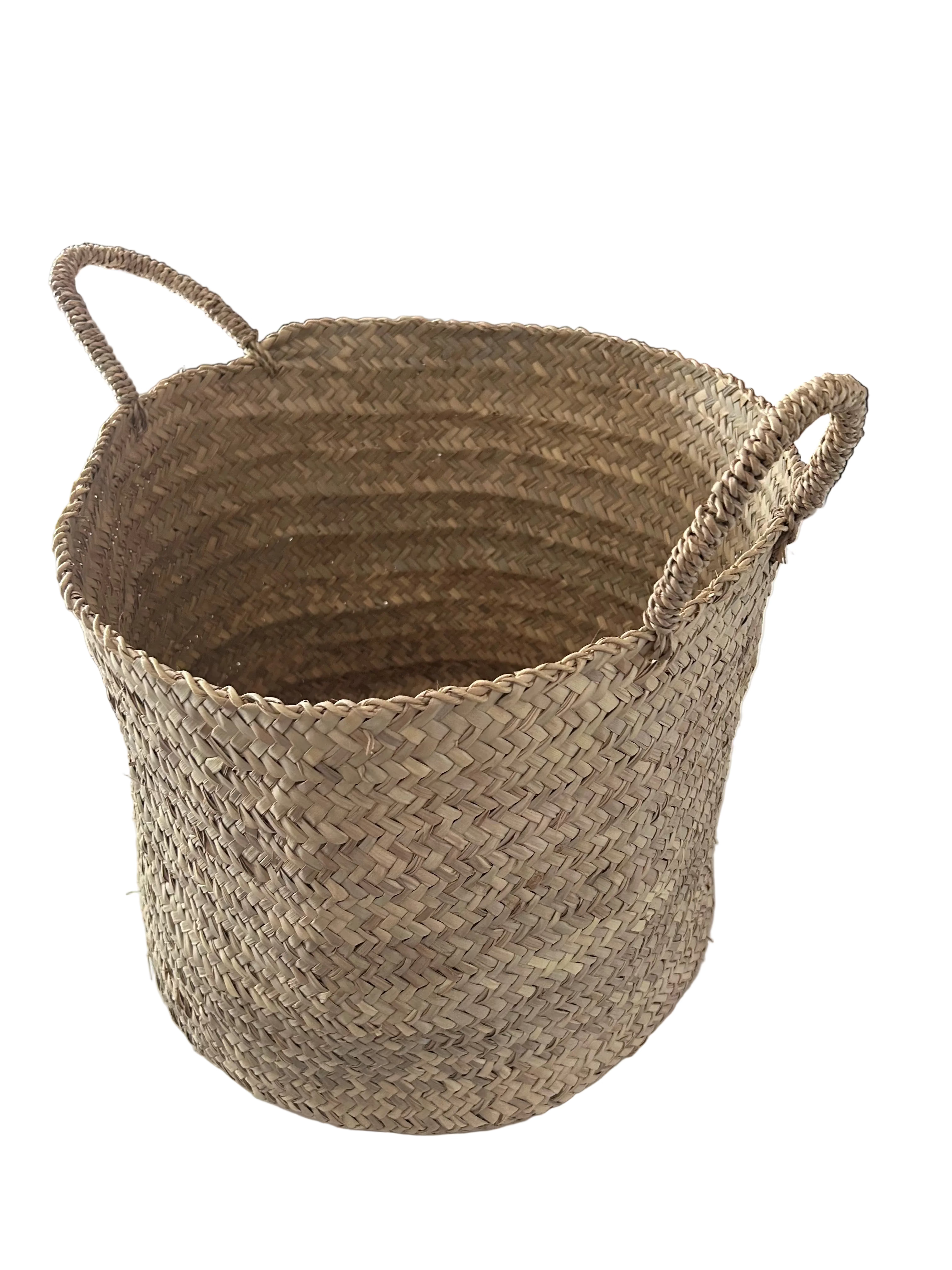 Panier de rangement marocain feuille de palmier motif chevron — fait main au Maroc