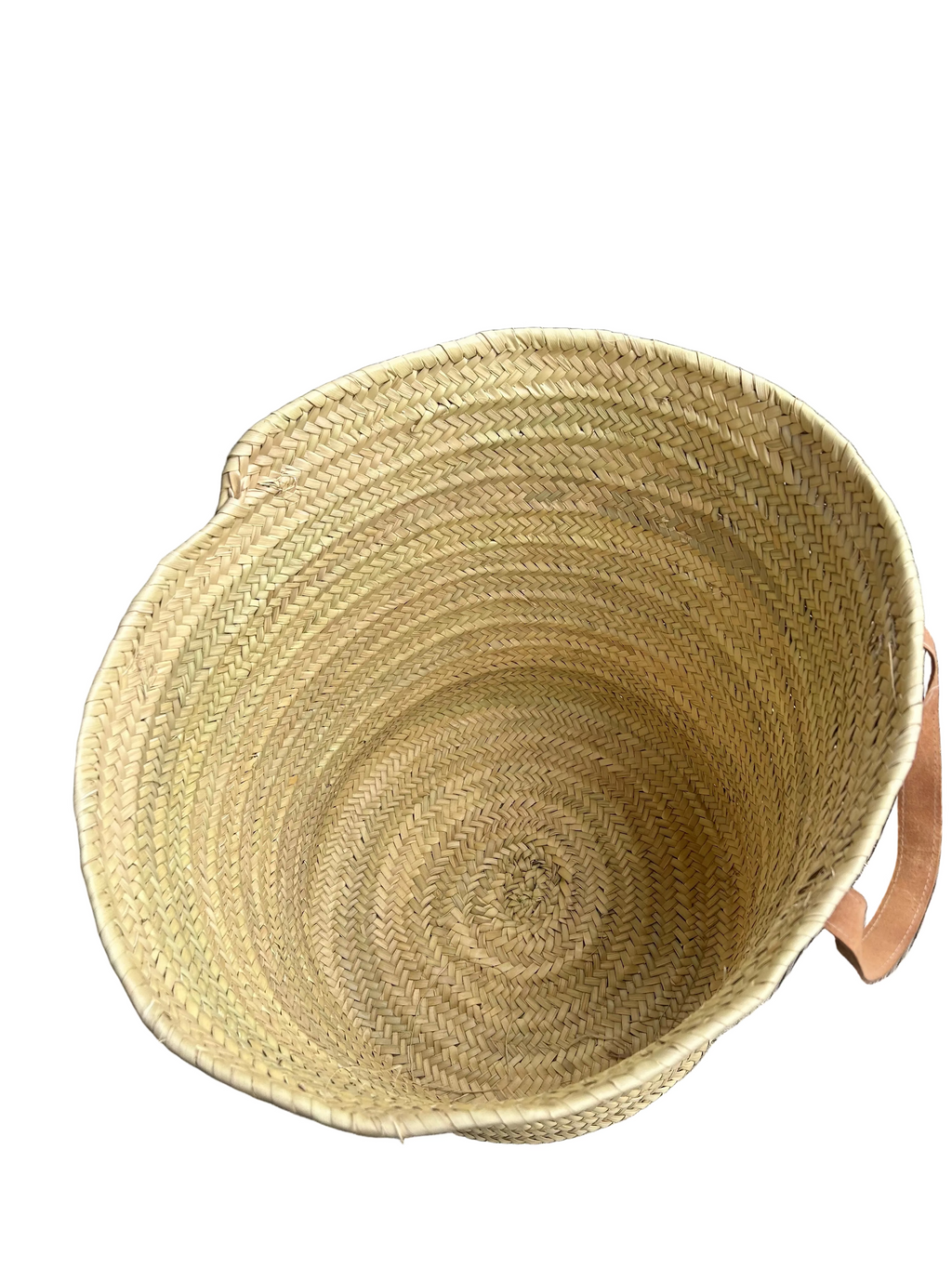 Grand Panier Tressé en Feuille de Palmier – Anses en Cuir :