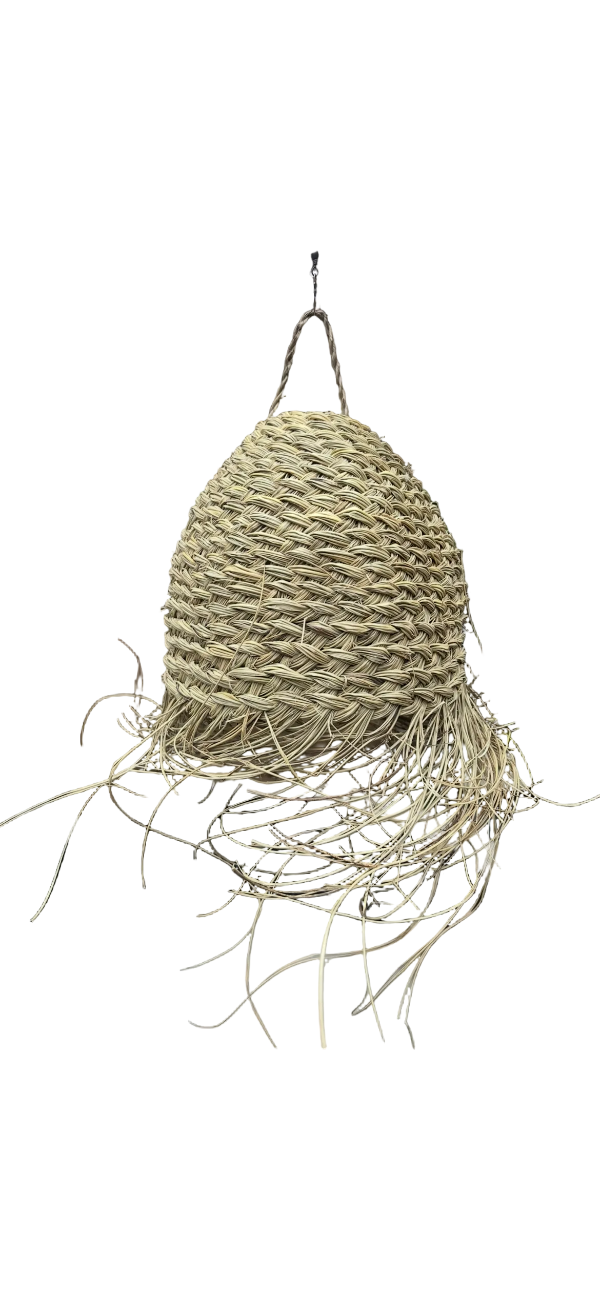 Suspension nid d'abeilles en fibre naturelle — luminaire artisanal marocain, fait main au Maroc