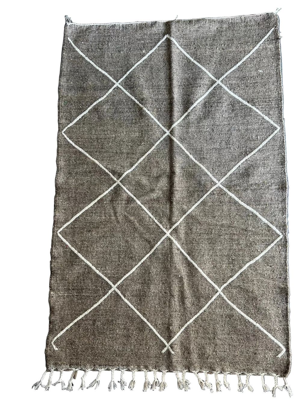 Tapis kilim berbère losanges naturels — 160 x 100 cm tissé main pièce unique Maroc