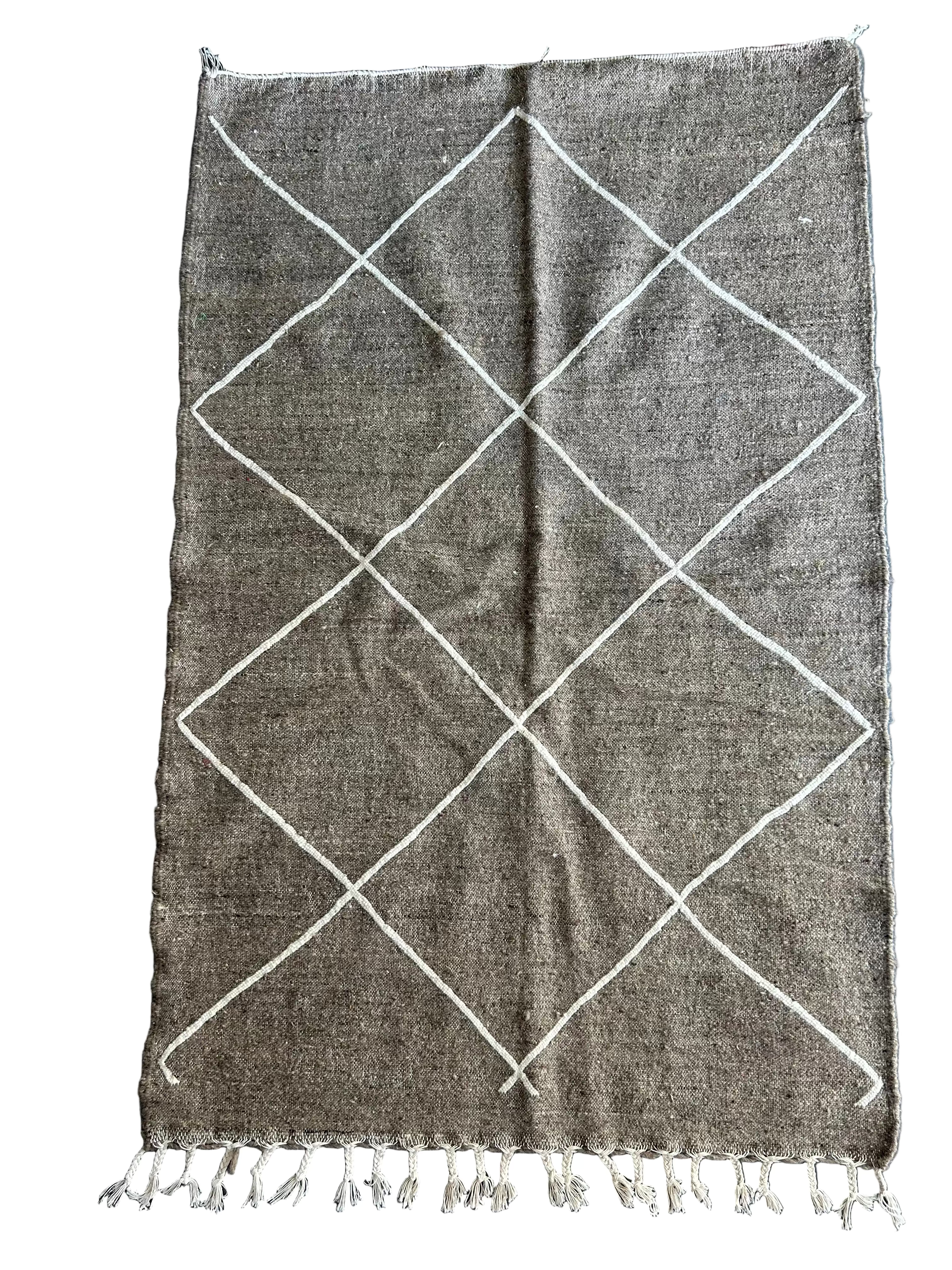 Tapis kilim berbère losanges naturels — 160 x 100 cm tissé main pièce unique Maroc