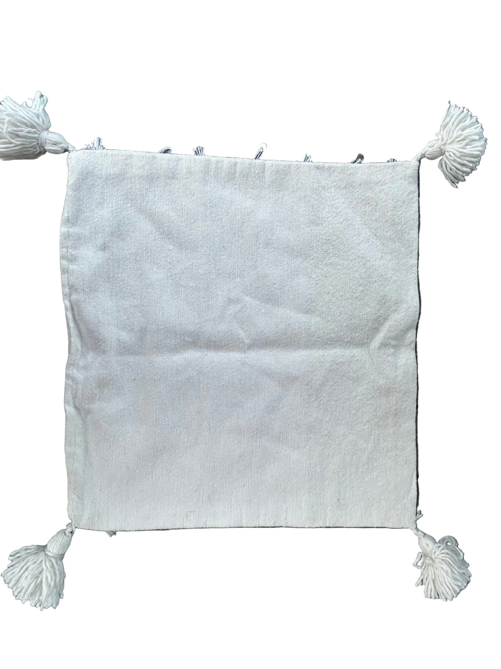 Lot de 2 housses de coussins berbères blanches — franges et sequins argentés 50 x 50 cm