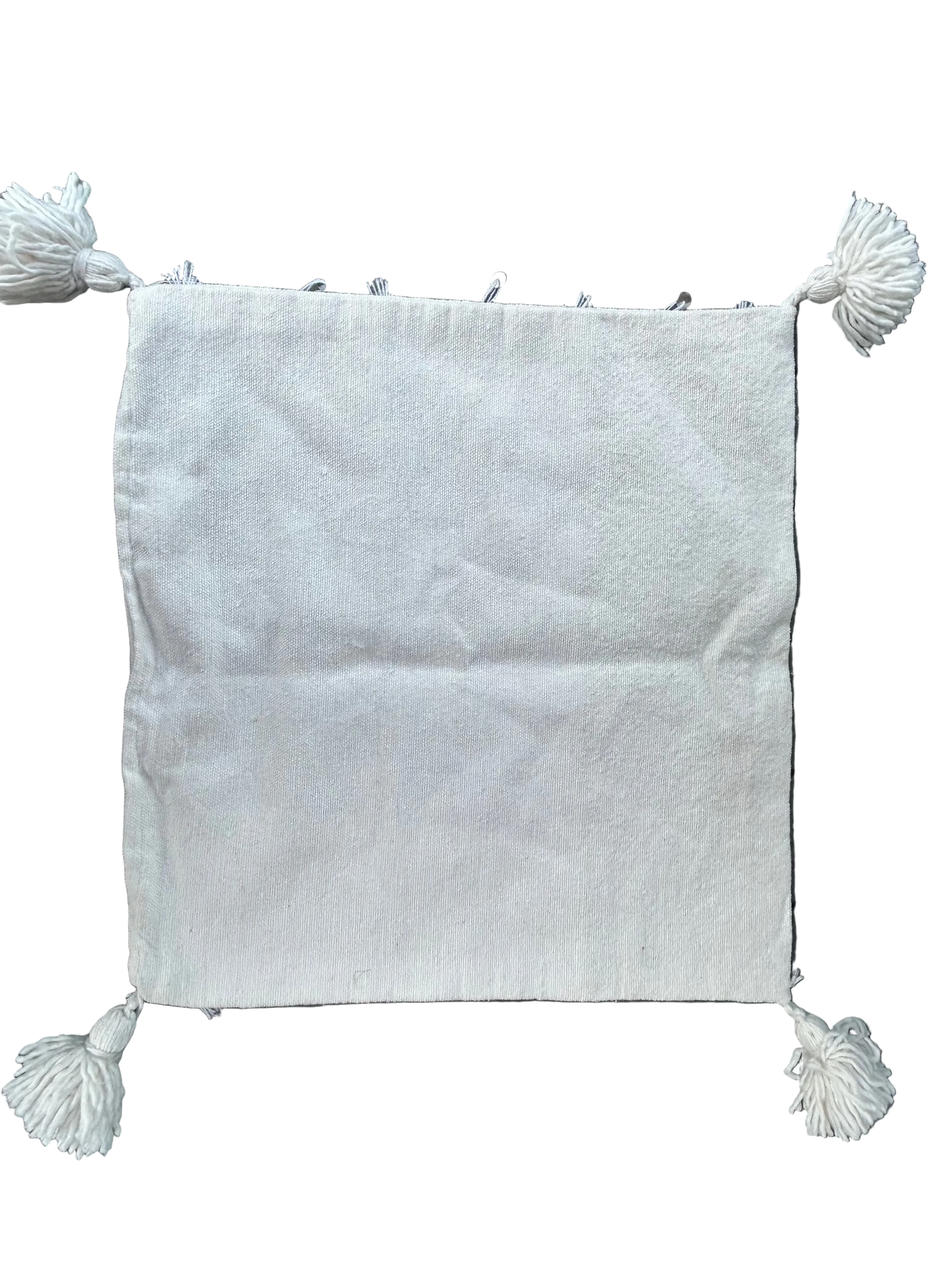 Lot de 2 housses de coussins berbères blanches — franges et sequins argentés 50 x 50 cm
