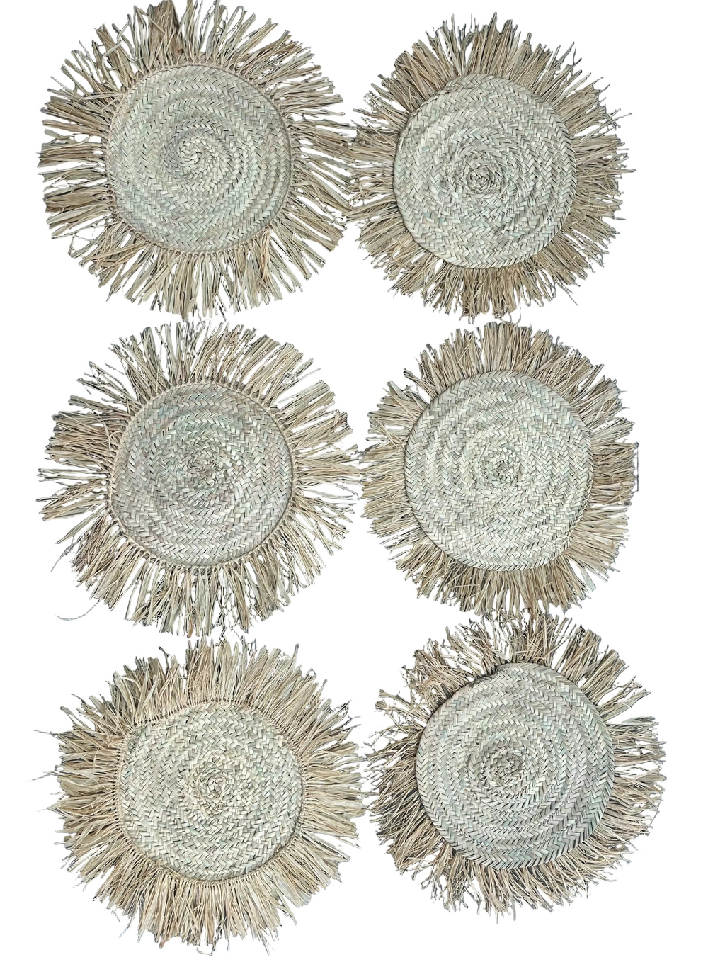 Sets de table artisanaux en raphia et fibre naturelle – lot 6 pièces fait main Maroc