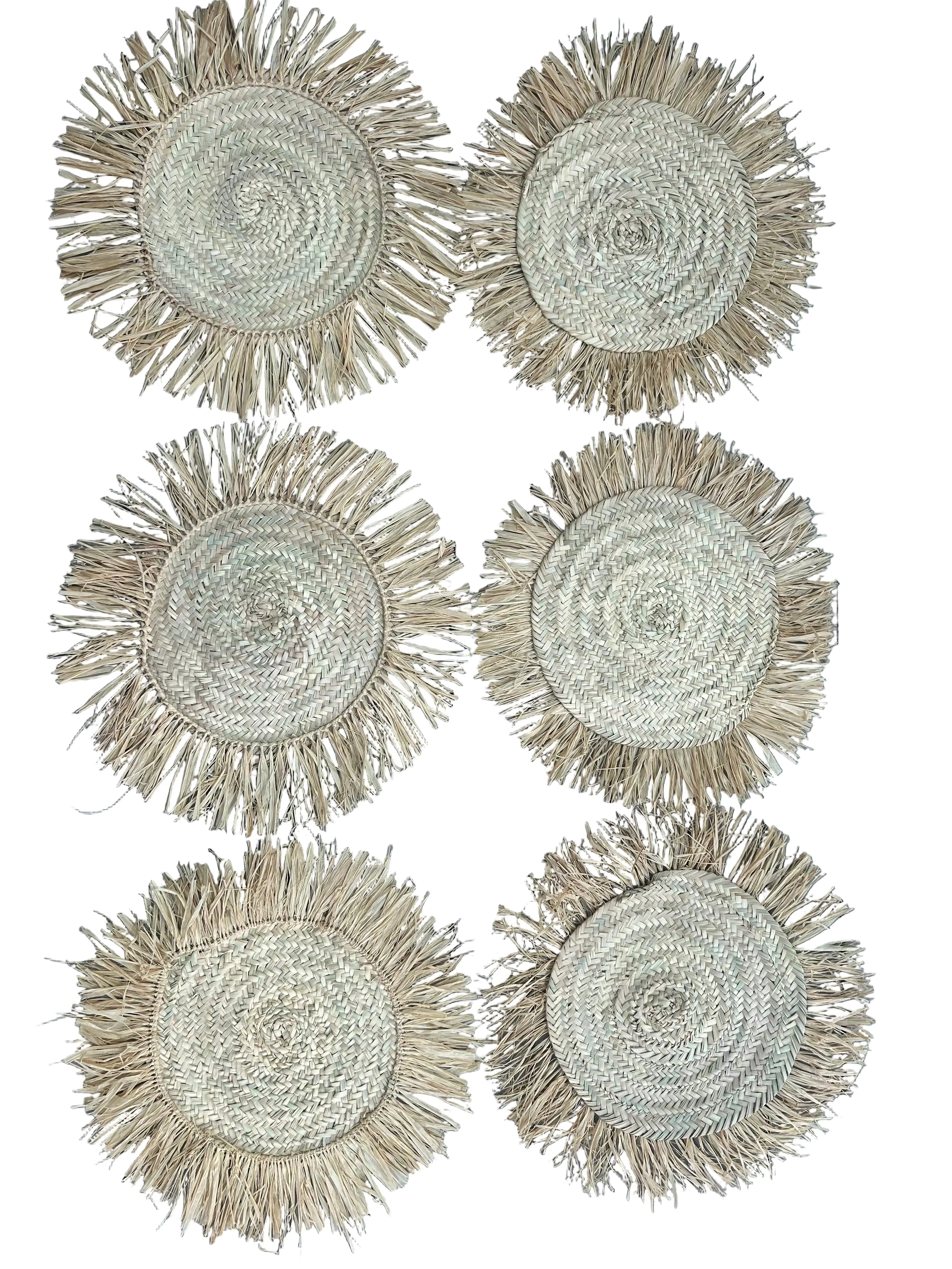Sets de table artisanaux en raphia et fibre naturelle – lot 6 pièces fait main Maroc