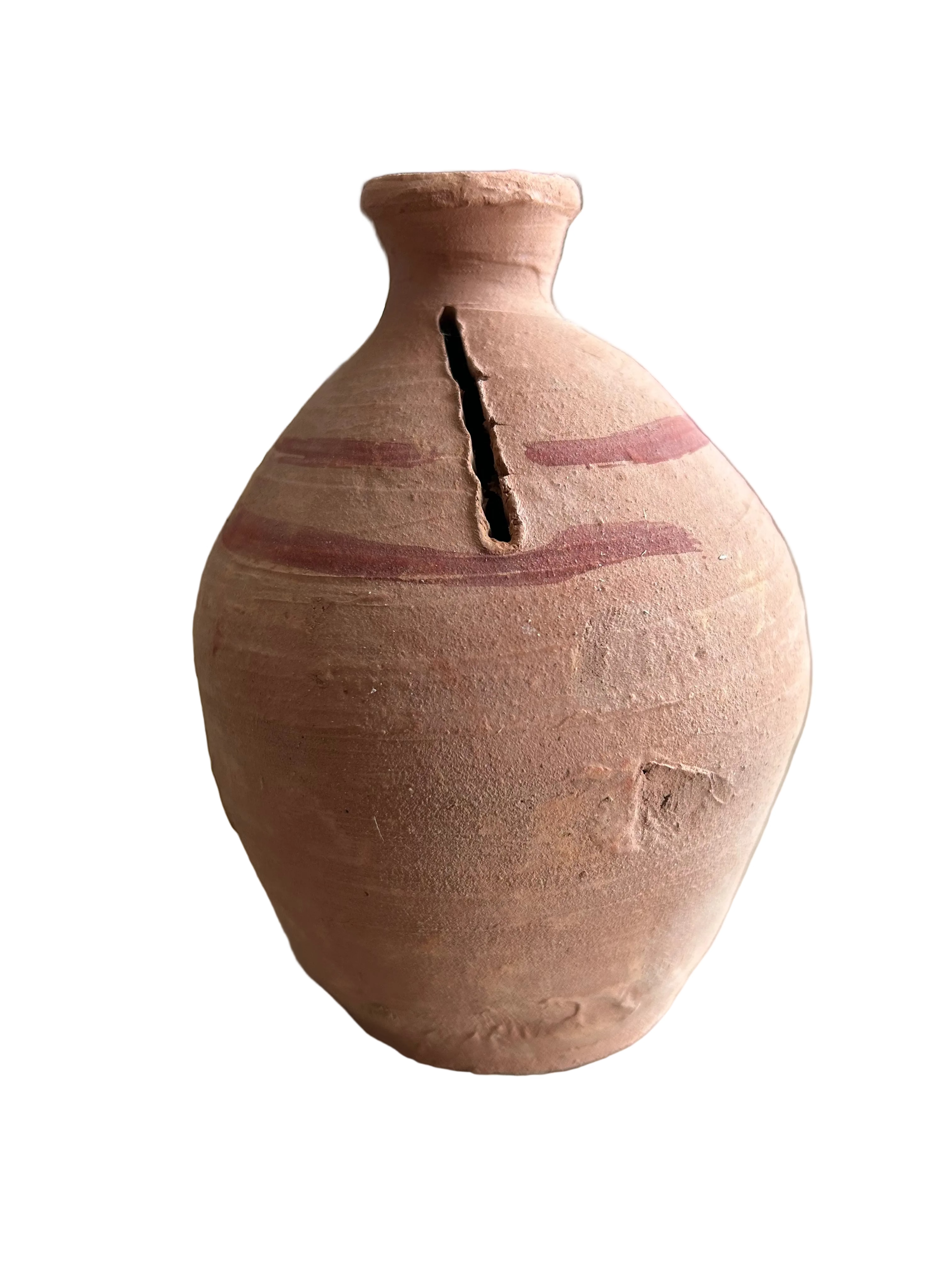 Tirelire en terre cuite artisanale marocaine 13 cm – pièce unique fait main