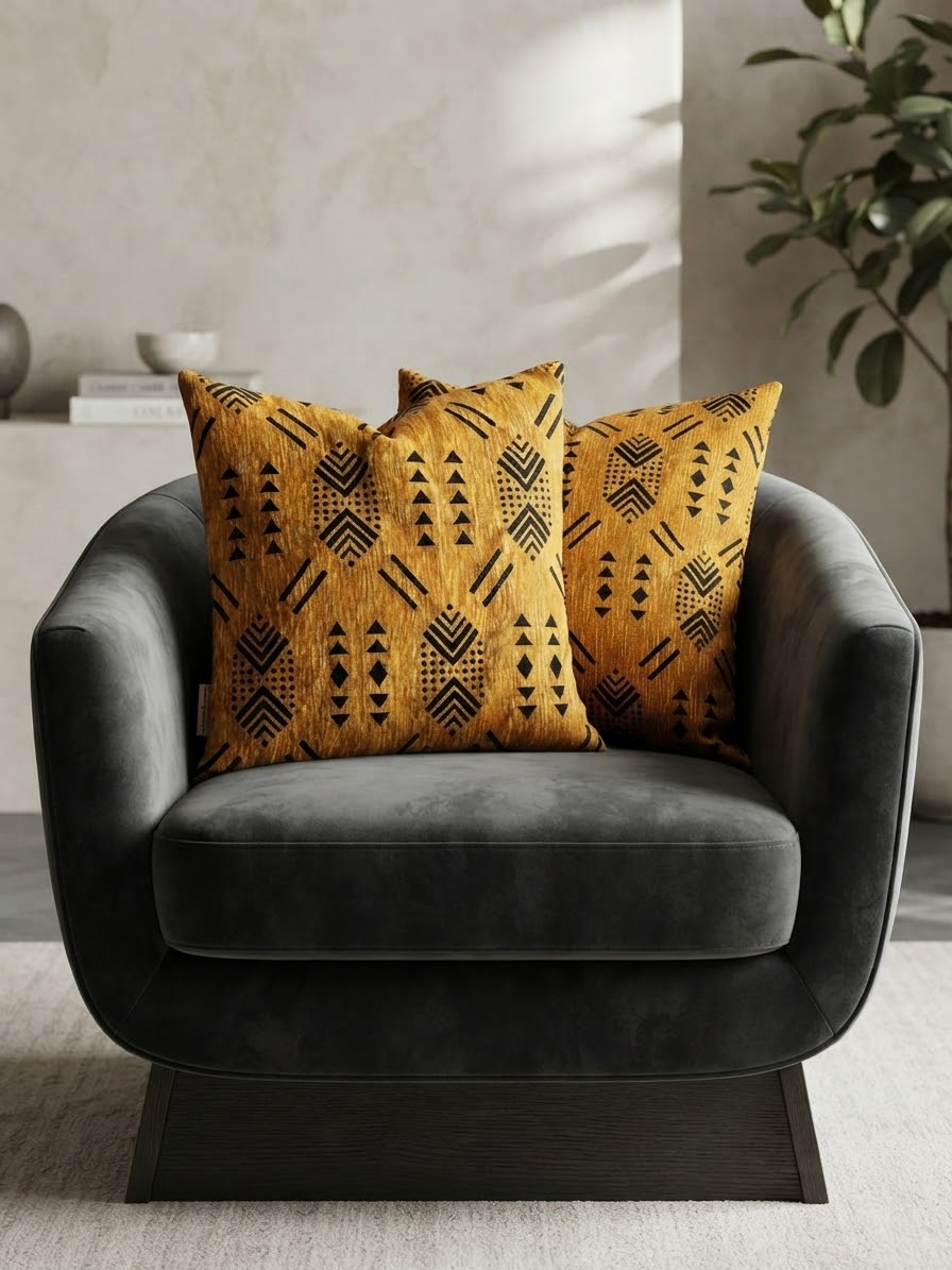 Détail motifs géométriques berbères – triangles et losanges noirs sur ocre – artisanat marocain