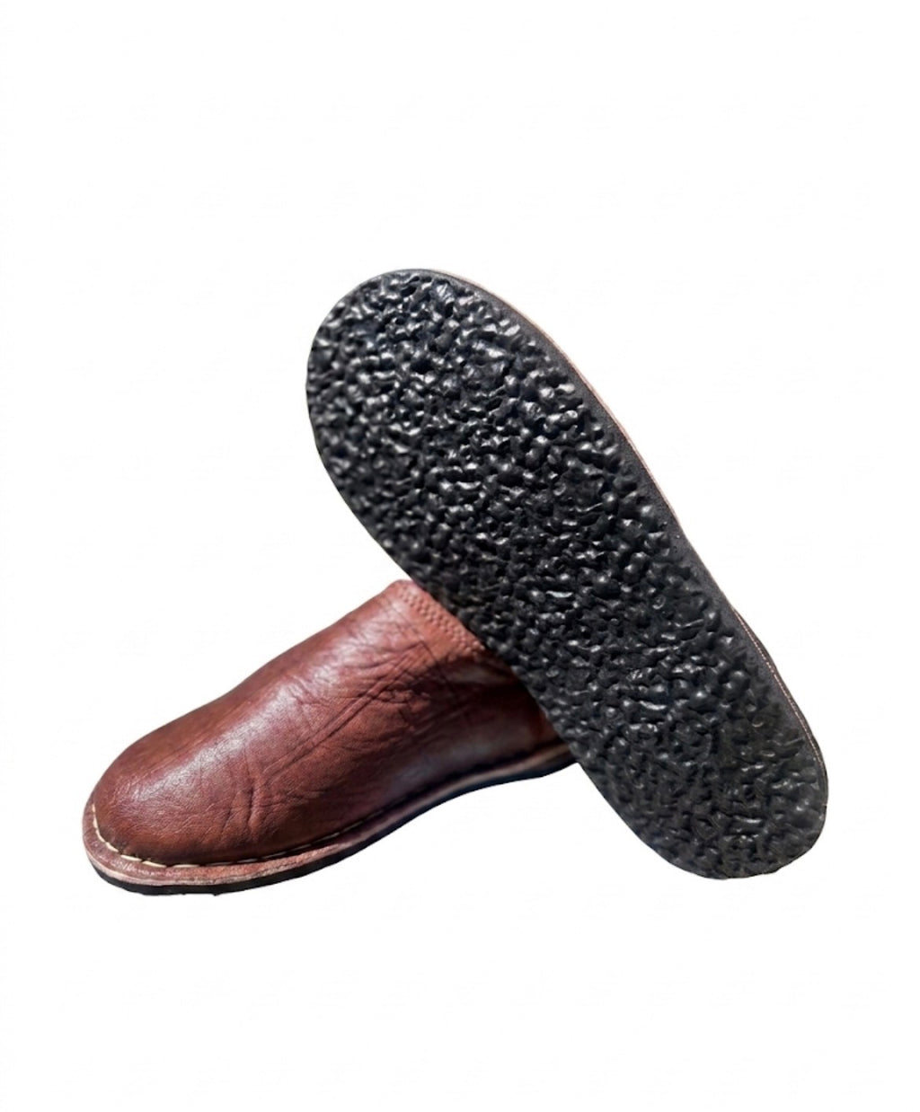 Babouche marocaine en cuir marron — chaussure artisanale fait main au Maroc
