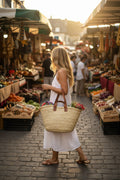 Panier Shana en fibres naturelles et cuir — décoration artisanale marocaine, fait main au Maroc