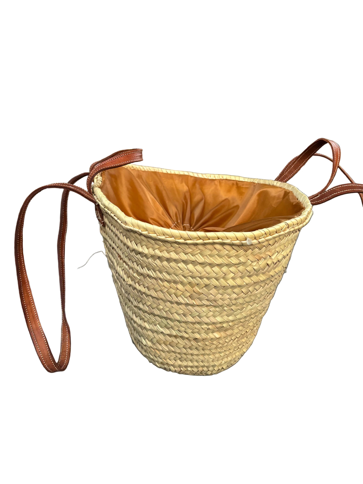 Panier Shana en fibres naturelles et cuir — décoration artisanale marocaine, fait main au Maroc