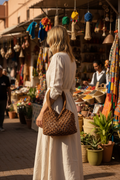 Sac Lina en macramé nylon tressé main — pièce unique artisanale, fait main au Maroc