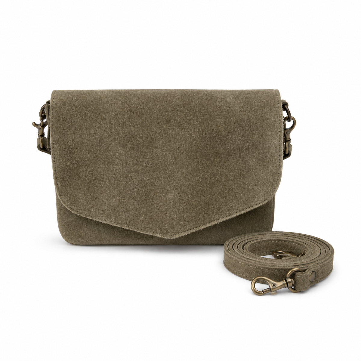 Sac à main en cuir artisanal marocain Sophia — coloris kaki, pièce unique, fait main au Maroc