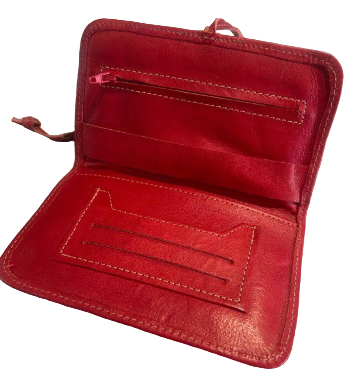 Blague à tabac en cuir rouge — artisanat marocain fait main
