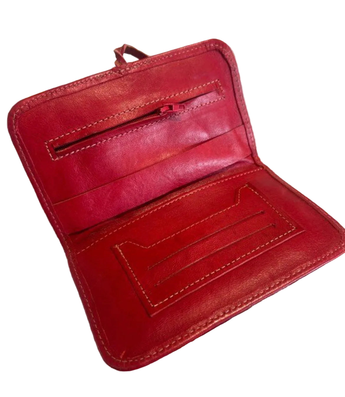 Blague à tabac en cuir rouge — artisanat marocain fait main