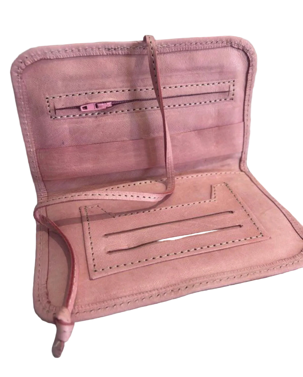 Blague à tabac en cuir rose — artisanat marocain fait main