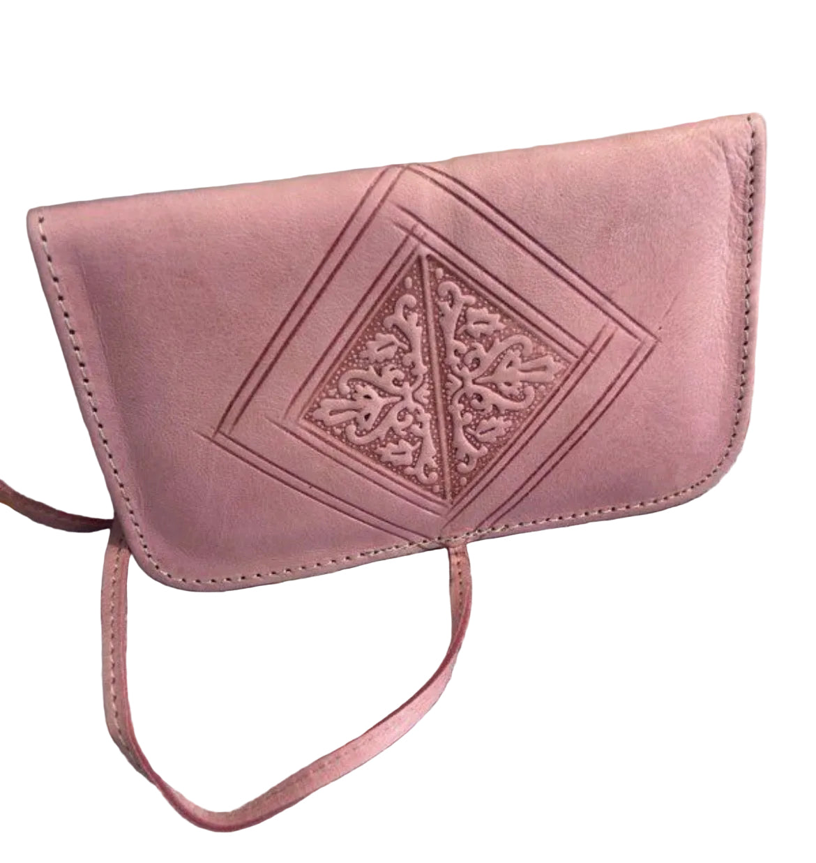 Blague à tabac en cuir rose — artisanat marocain fait main