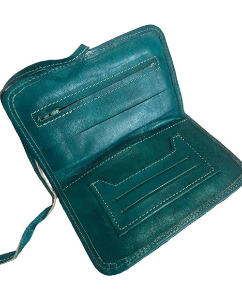 Blague à tabac en cuir vert foncé — artisanat marocain fait main