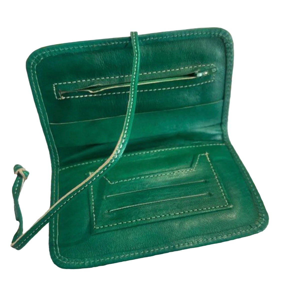 Blague à tabac en cuir vert — artisanat marocain fait main