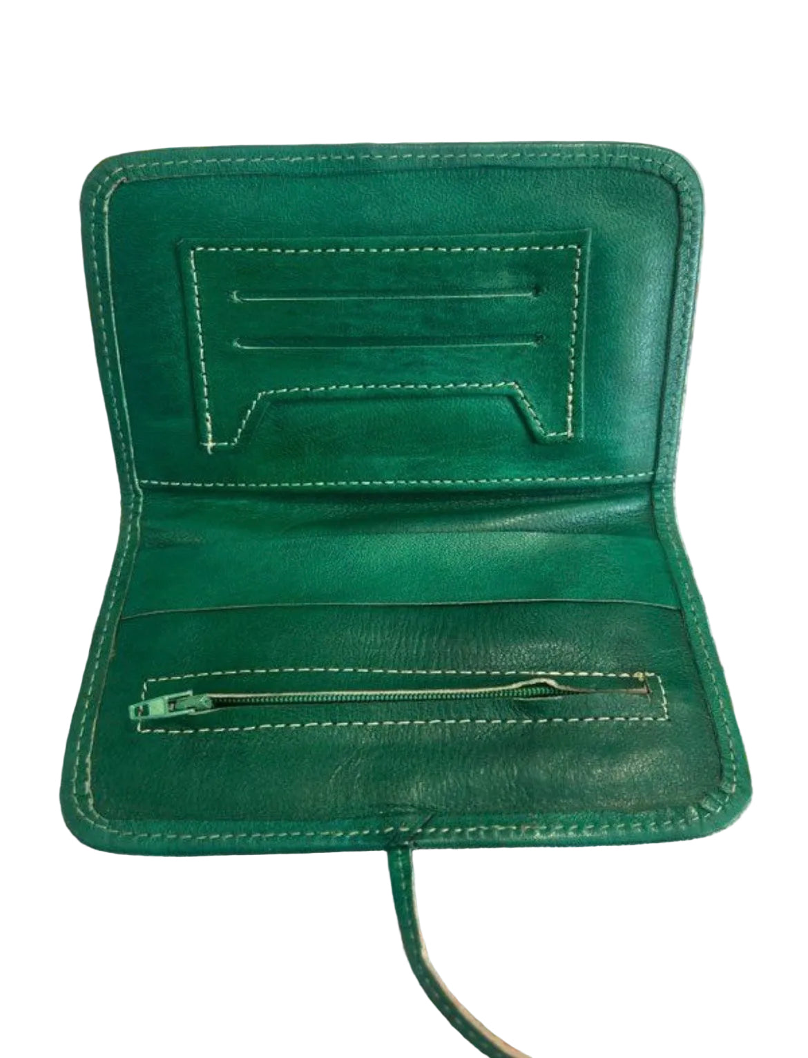 Blague à tabac en cuir vert — artisanat marocain fait main