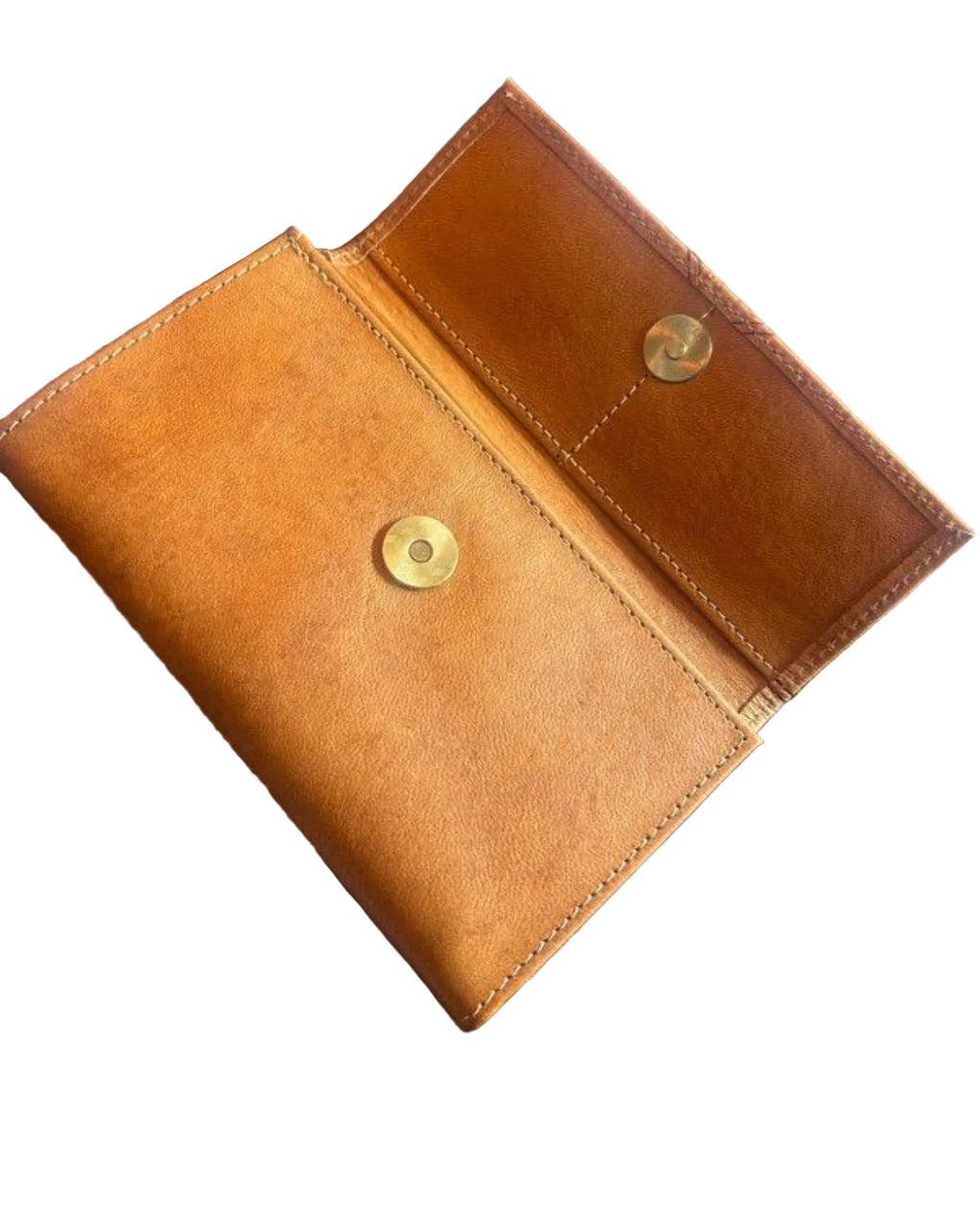 Portefeuille en cuir camel — artisanat marocain fait main